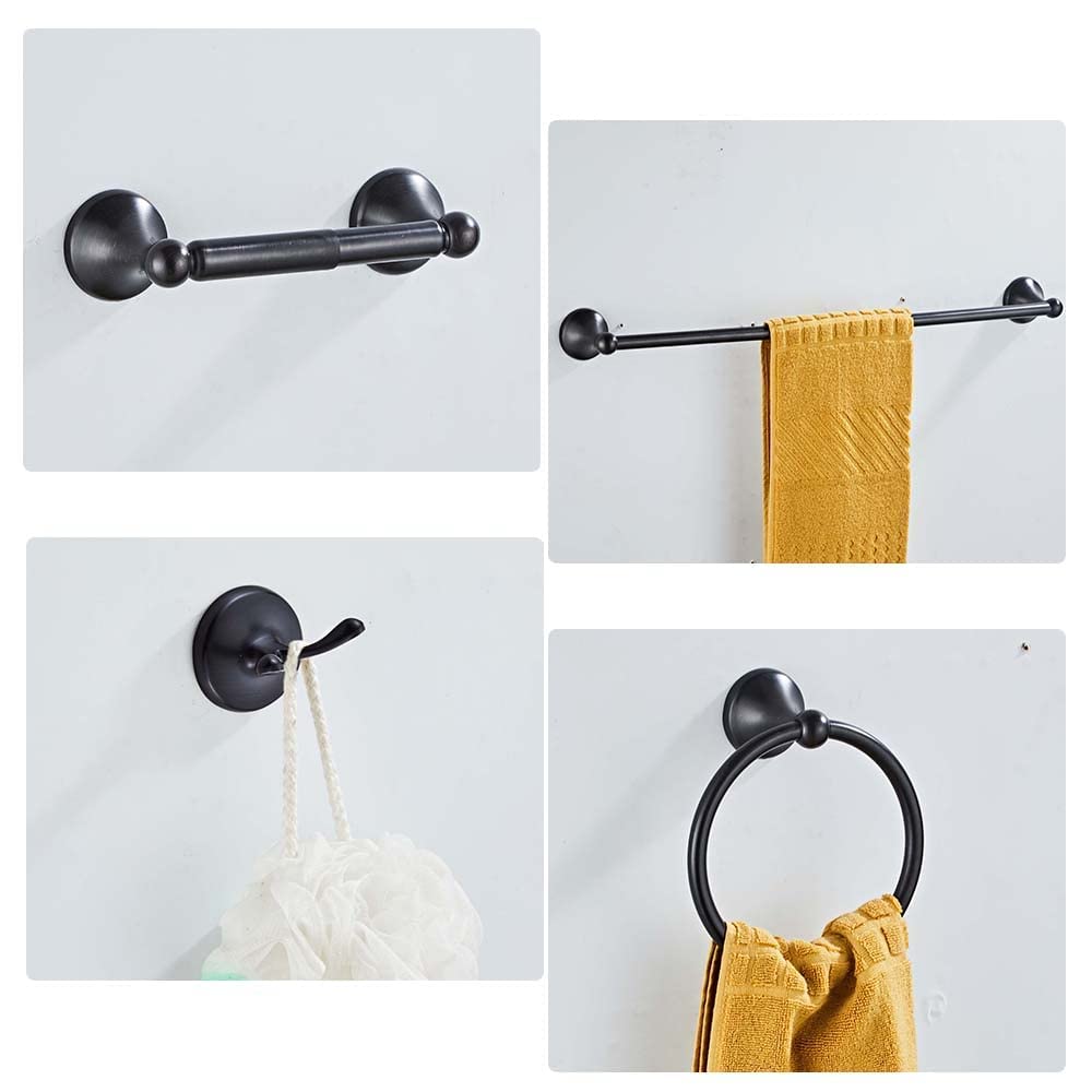 8-Piece Bathroom Accessory Set - Adjustable Towel Bar, Towel Ring, Toilet Paper Holder & Robe Hook - Oil Rubbed Bronze Wall Mounted Bathroom Hardware - Perfect for Modern Bathrooms, Powder Rooms & Spa-Style Decor