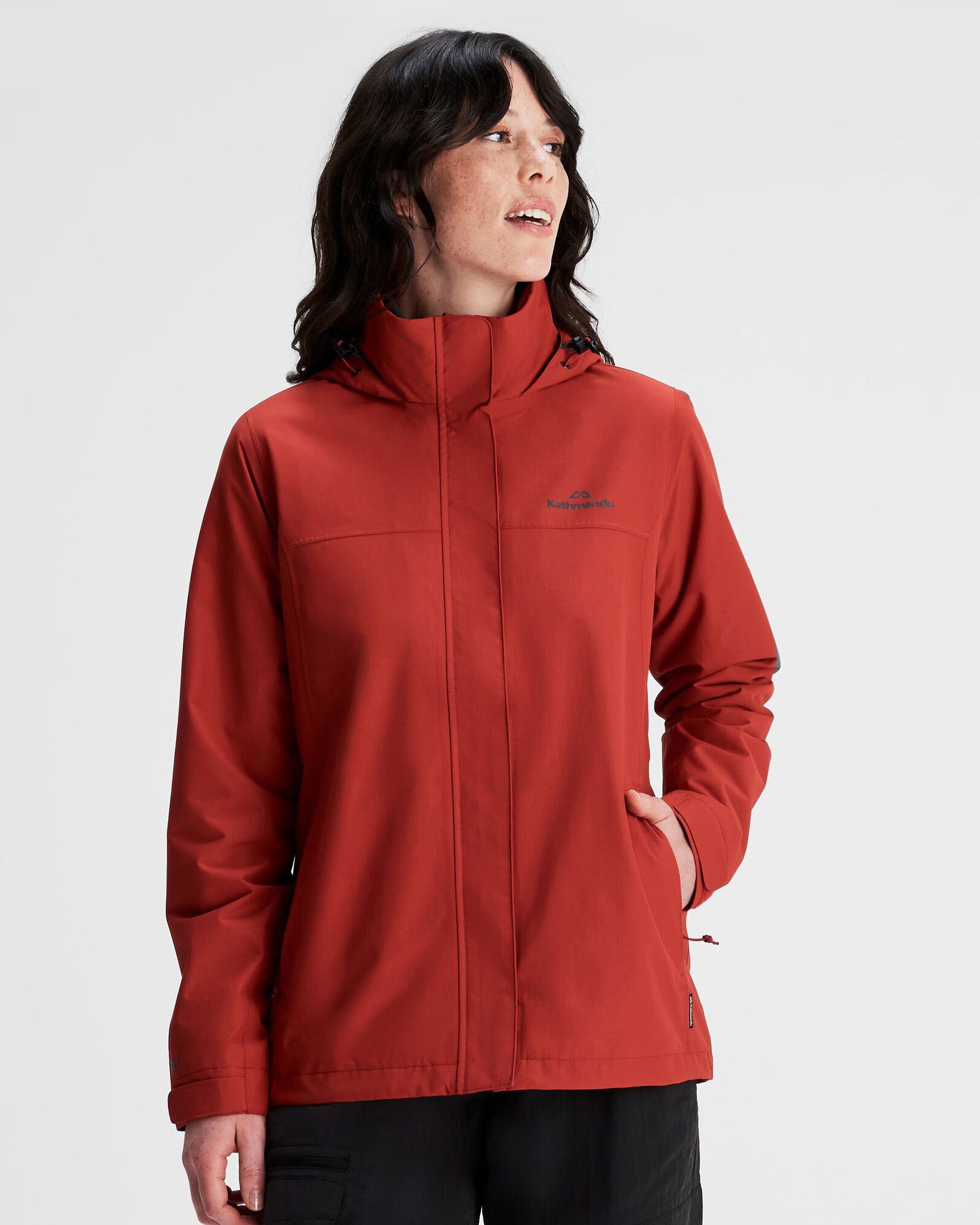 Women's Andulo 2-Layer Waterproof Rain Jacket with Hood - Spicy Chilli Pepper Red - Lightweight Windbreaker for Hiking, Commuting & Outdoor Activities