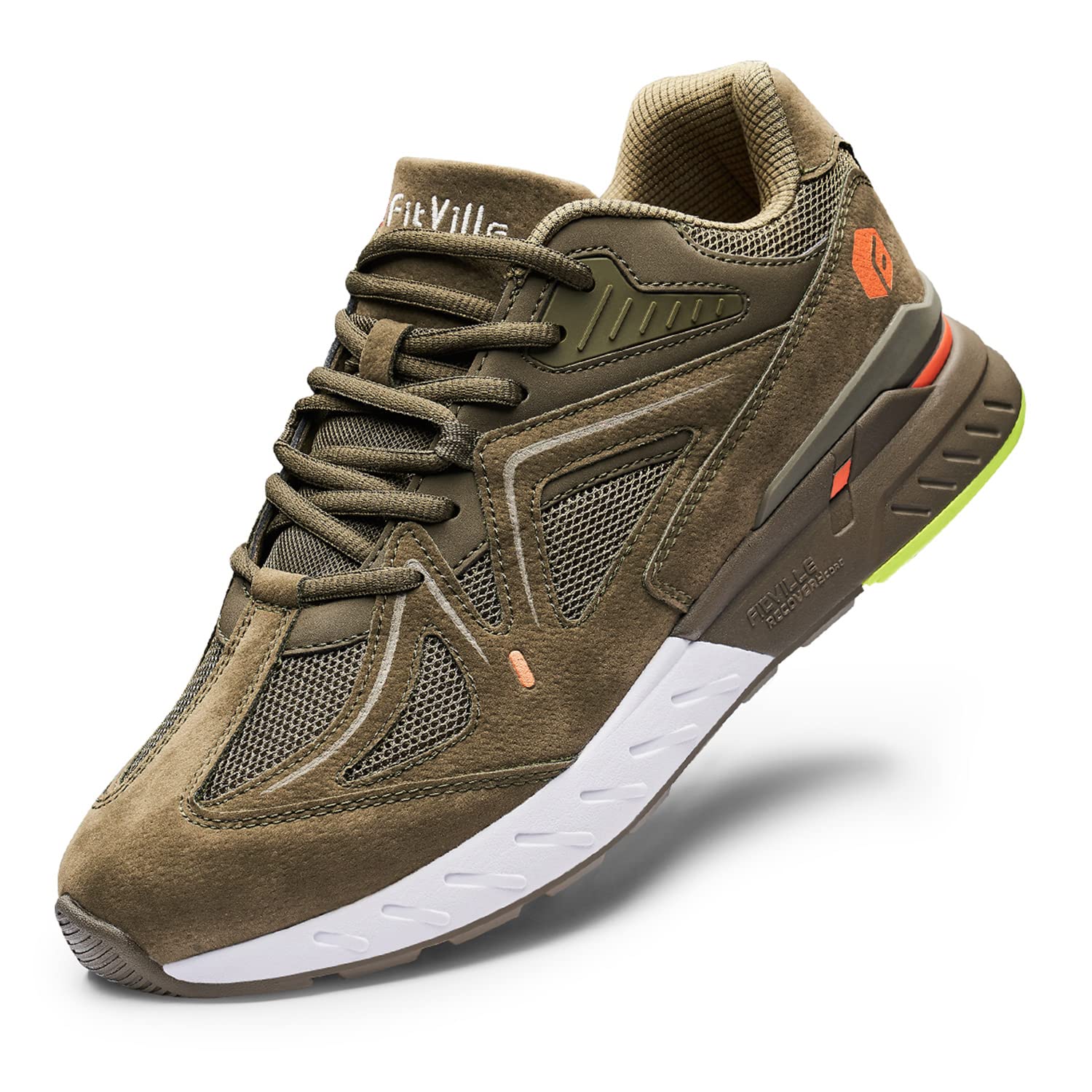 FitVille Men's Extra Wide Walking Sneakers for Flat Feet - Arch Support & Heel Pain Relief - Rebound Core Technology - Perfect for Walking, Running & Daily Comfort