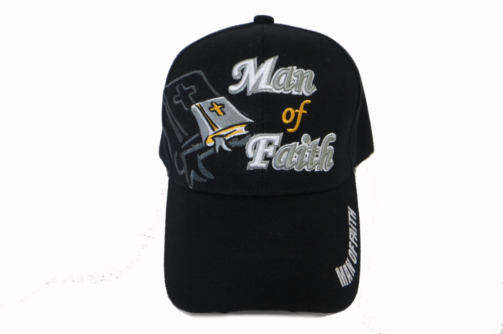 Man Of Faith Black Baseball Cap - Religious Christian Hat for Men - Casual Wear, Outdoor Activities & Church Events