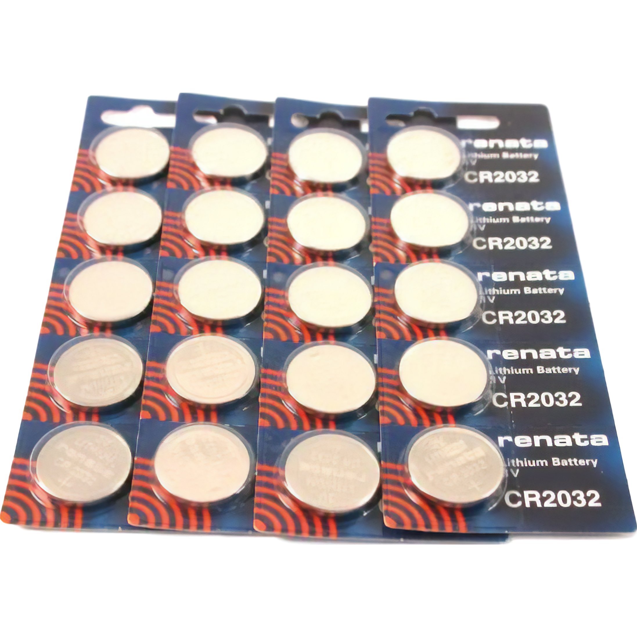 Renata CR2032 Watch Batteries 20 Pack - Long-Lasting Lithium Coin Cell Battery for Watches, Calculators, Key Fobs & Medical Devices