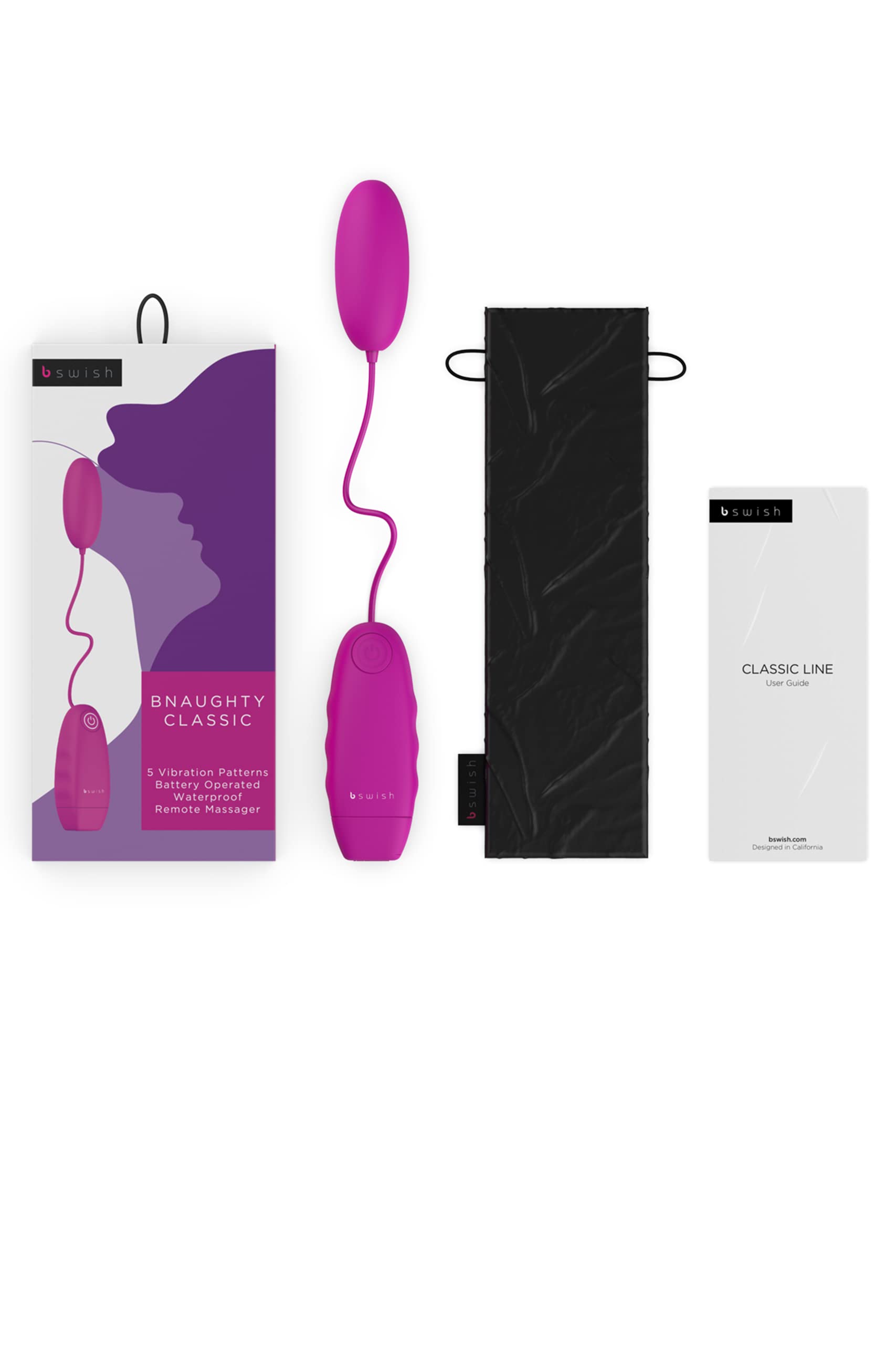 B Swish Bnaughty Classic Bullet Vibrator - Rechargeable Remote Control Vibrator for Women with 5 Powerful Vibration Modes, G-Spot & Clitoral Stimulation - Perfect for Couples Play, Solo Pleasure & Sensual Massage (Cerise)