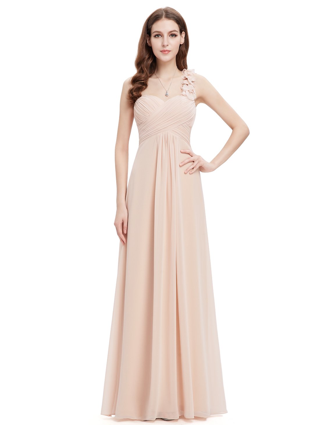 Ever-Pretty Women's Elegant One Shoulder Empire Waist Flowy Maxi Bridesmaid Dress 09768 - Perfect for Weddings, Proms & Formal Events | USA Shipping