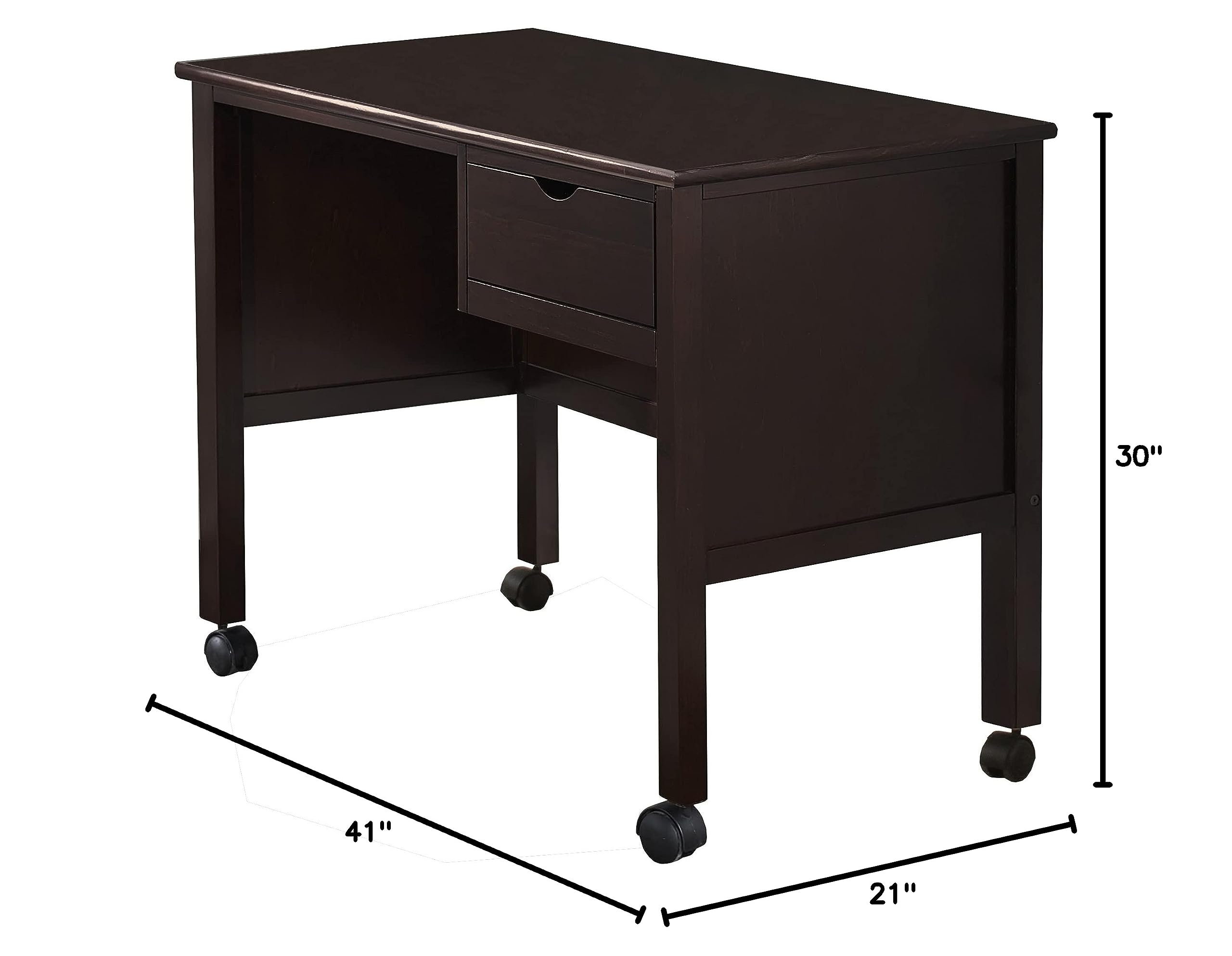 Hillsdale Schoolhouse 4.0 Wooden 1-Drawer Desk in Chocolate - Perfect for Home Office, Study Room & Dormitory Workspace