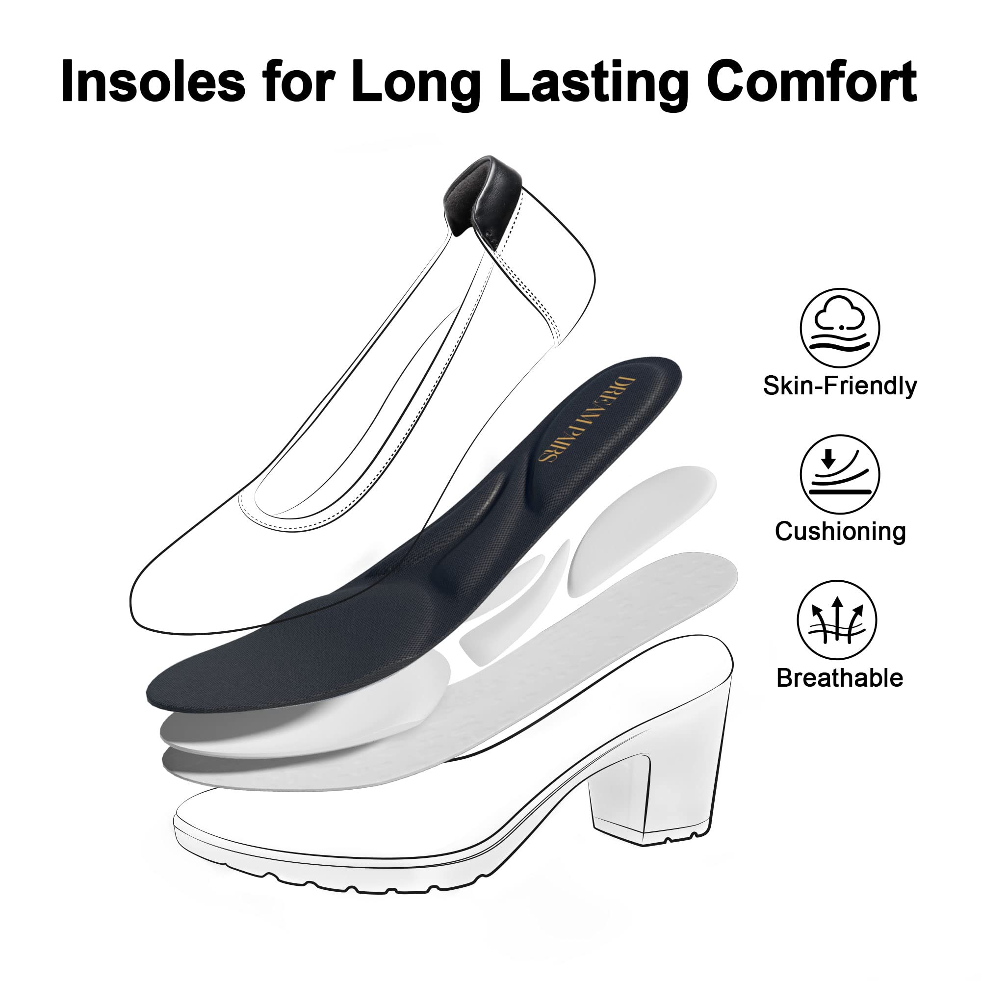 DREAM PAIRS Women's Chunky Heels - Pointed Toe Oxford Shoes for Work, Office & Party | Comfortable High Heel Dress Shoes for Women