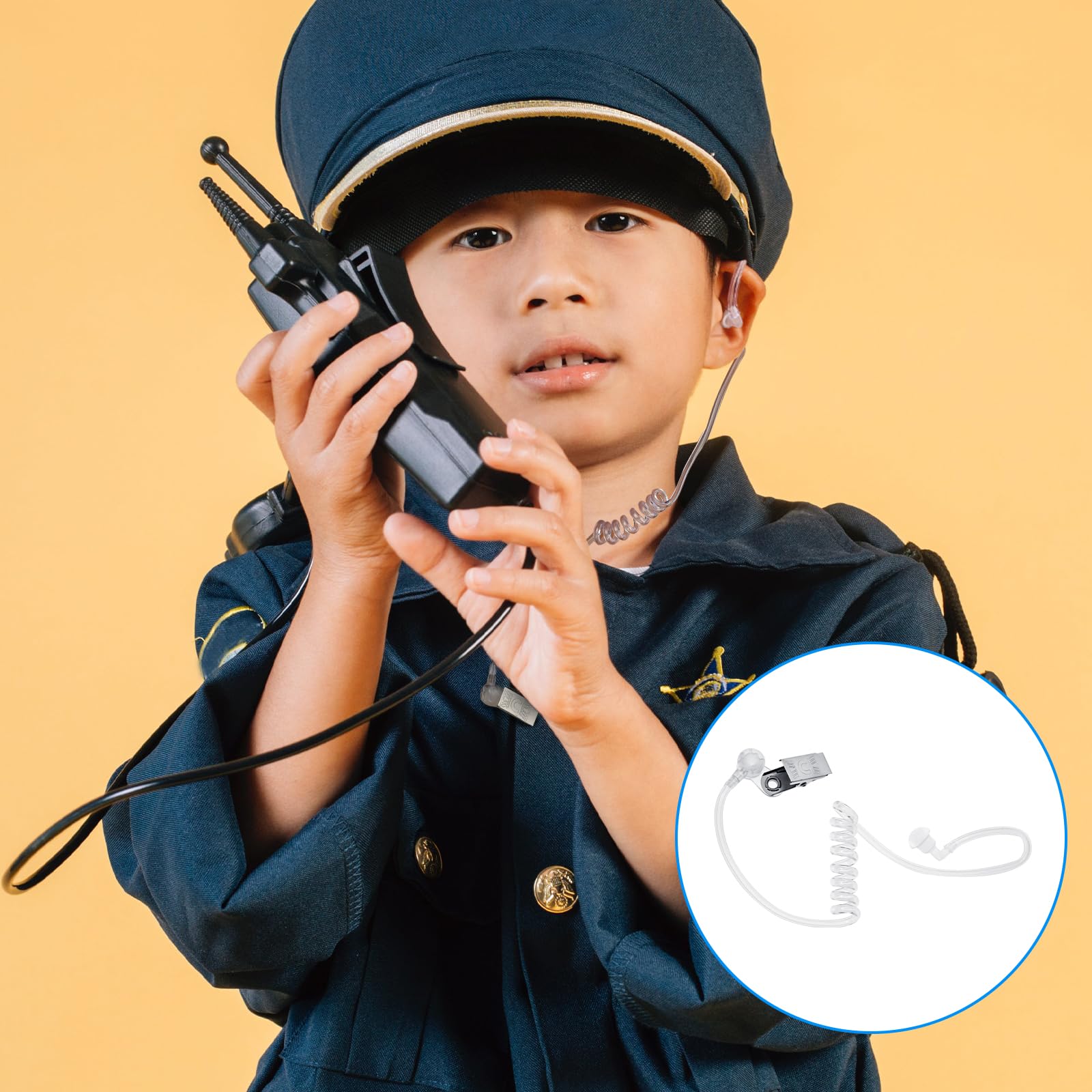 2PCS Spy Earpieces Toy Set - Fake Bluetooth Earpiece with Replaceable Earplugs - Perfect for Agent, Security Guard & Cosplay Costume Accessories - Great for Halloween, Parties & Role Play (Kids & Adults) - Ideal for Spy Games, Themed Events & Pretend Play