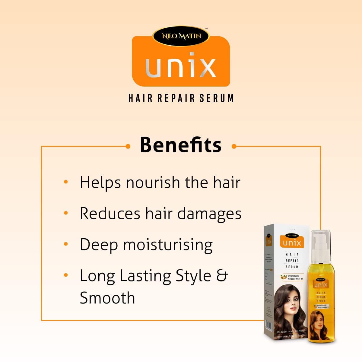 Neomatin Unix Hair Styling & Repair Serum Set (50ml x 2) - Smooth, Frizz-Free & Glossy Hair Treatment for Women & Men - Perfect for Daily Styling & Damaged Hair Care