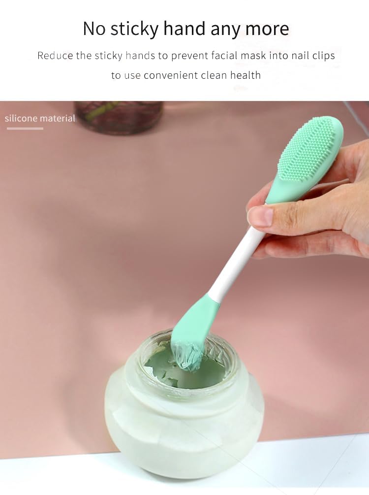 Giffy® Double-Ended Silicone Face Mask Brush - Professional Facial Cleansing & Exfoliating Tool for Clay Masks, Creams & Moisturizers | Soft Bristle Applicator for Skincare & Body Lotion (6.5 Inch) | Perfect for Spa, Home Facial & Self-Care Routine