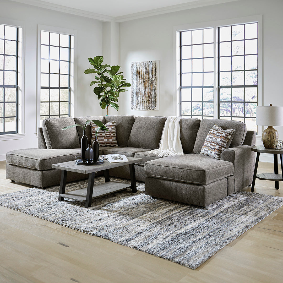 Ophannon Sectional Sofa with Chaise Lounge in Putty - Perfect for Living Room, Family Room & Home Theater Comfort