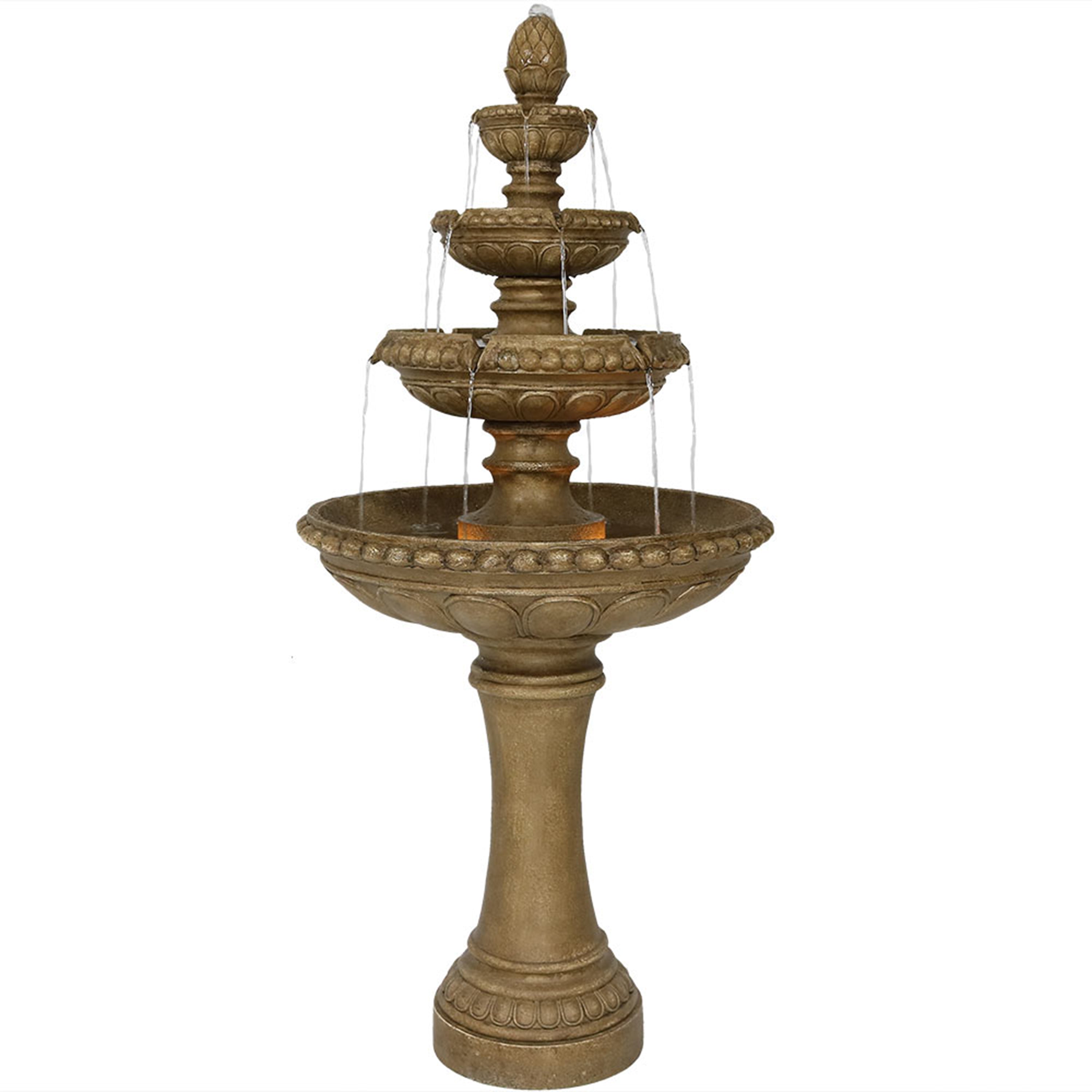 Large 4-Tier Outdoor Water Fountain with LED Lights - 65
