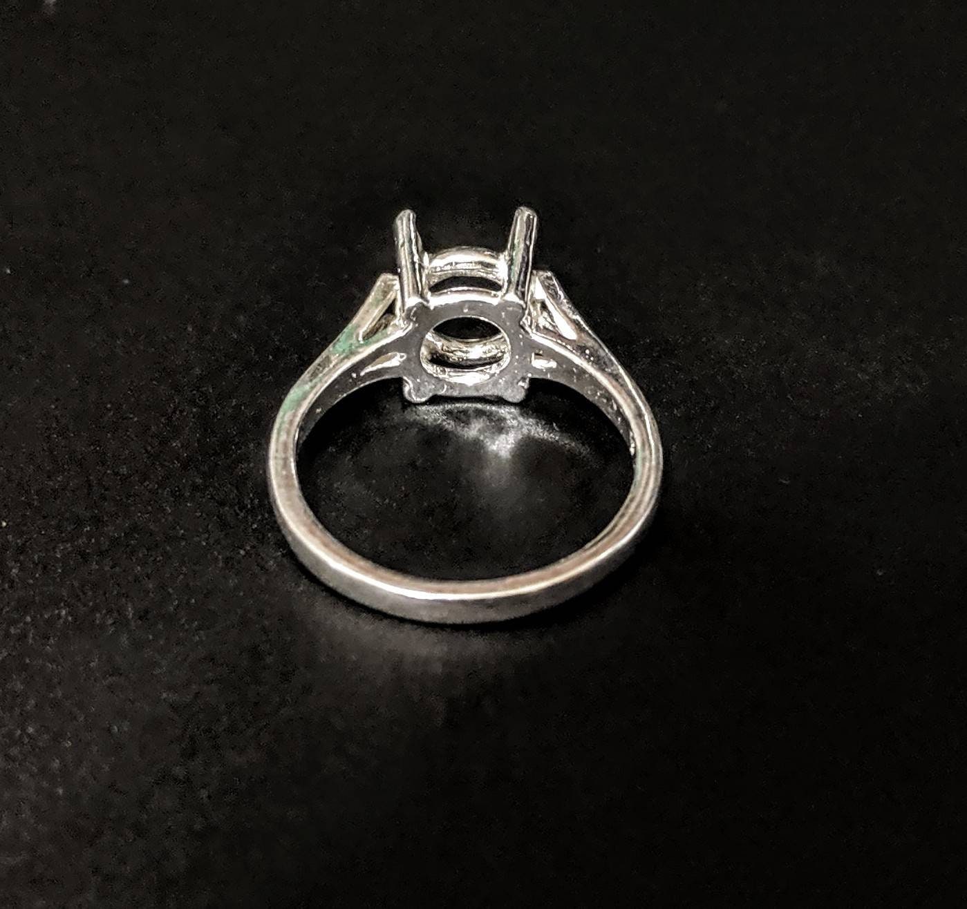 Sterling Silver 9mm-15mm Round 4 Prong Pre-Notched Blank Ring Shank Setting - Size 7 (163-496) - Perfect for Jewelry Making, DIY Crafting & Engagement Ring Designs