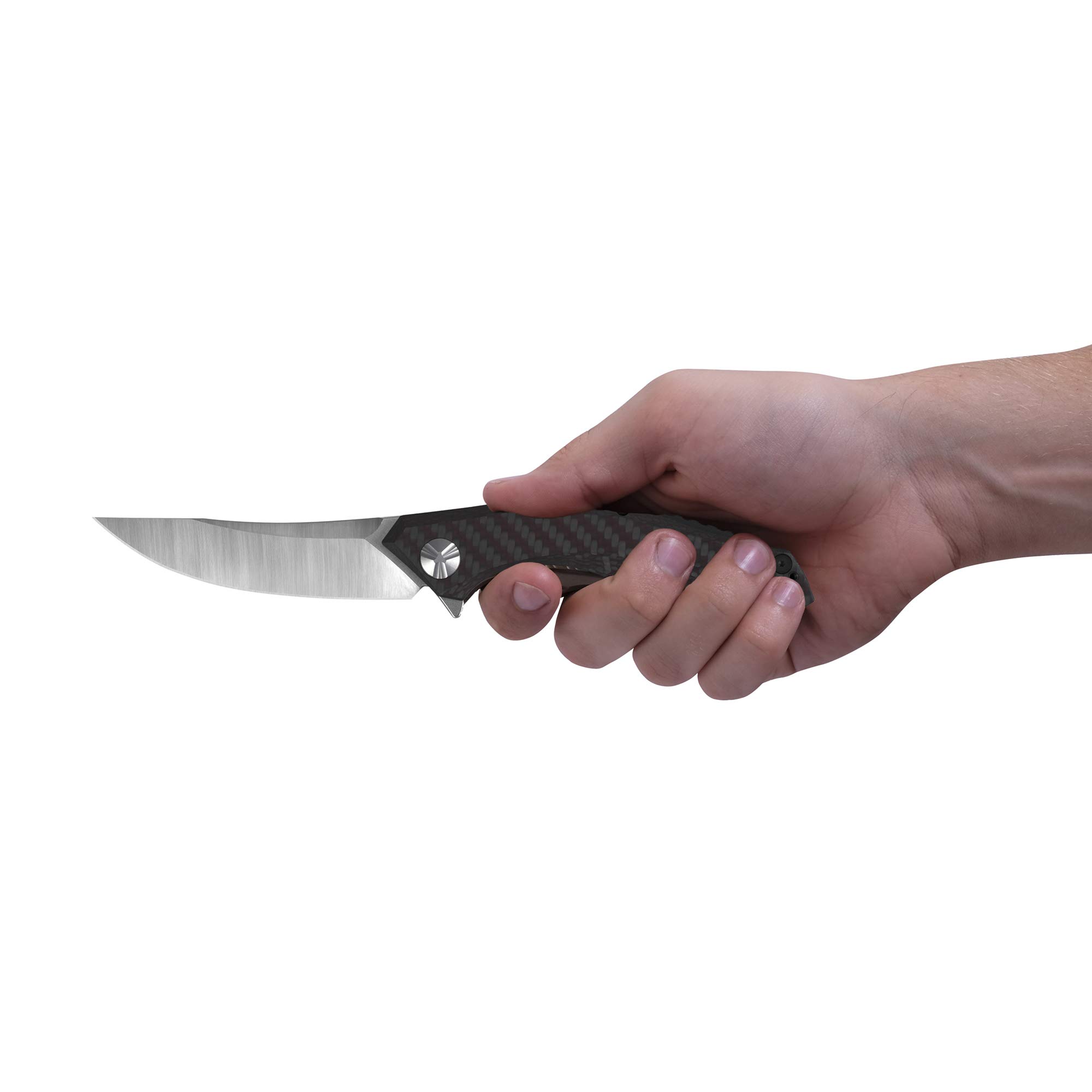 Zero Tolerance 0462 Sinkevich Pocket Knife - CPM 20CV Satin Blade, Red/Gray Carbon Fiber & Titanium Handle, KVT Manual Open, Reversible Pocket Clip (3.7 oz, 8.9