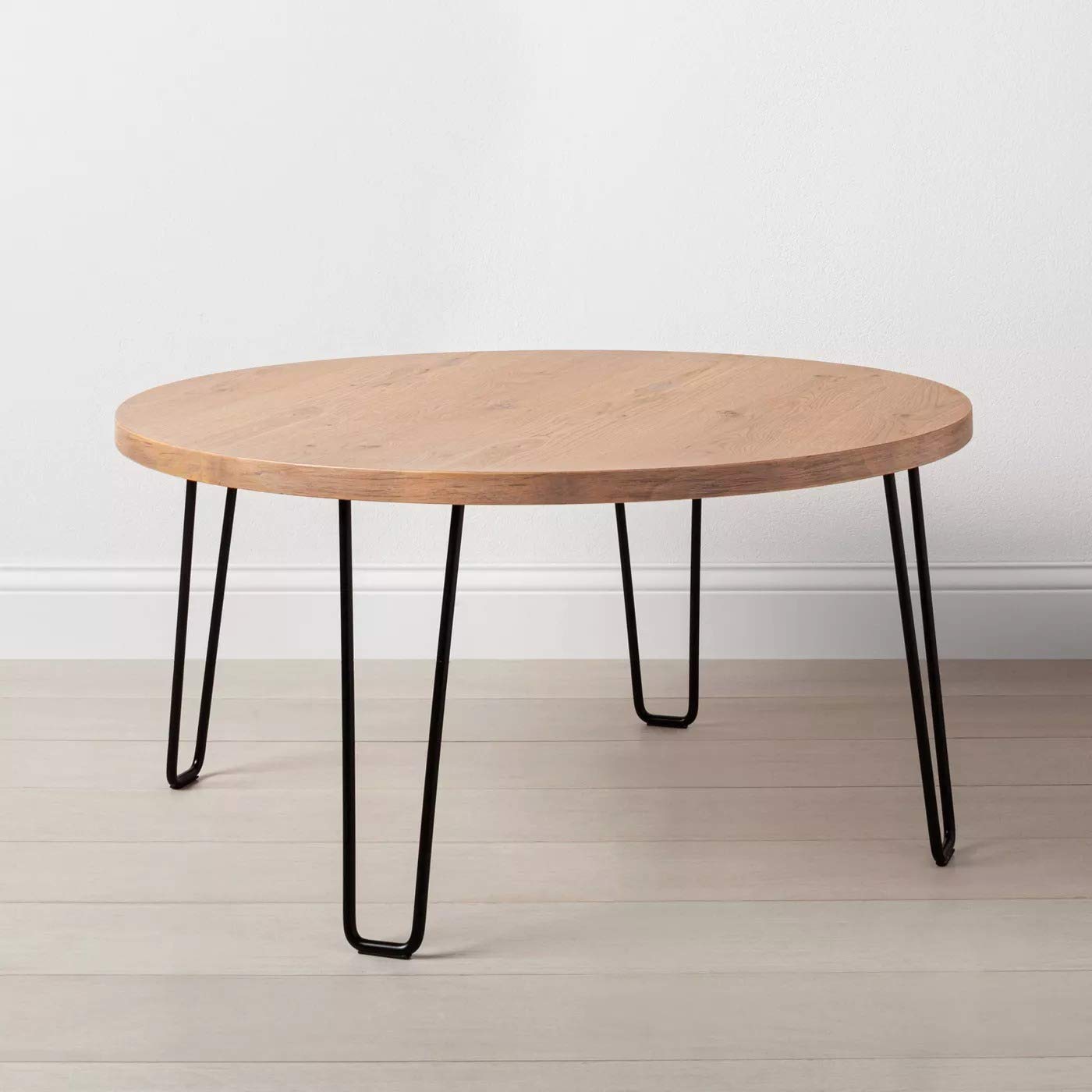 Shivpiin 36 Inch Round Wood and Wire Coffee Table - Modern Industrial Living Room Furniture for Small Spaces, Home Decor Centerpiece