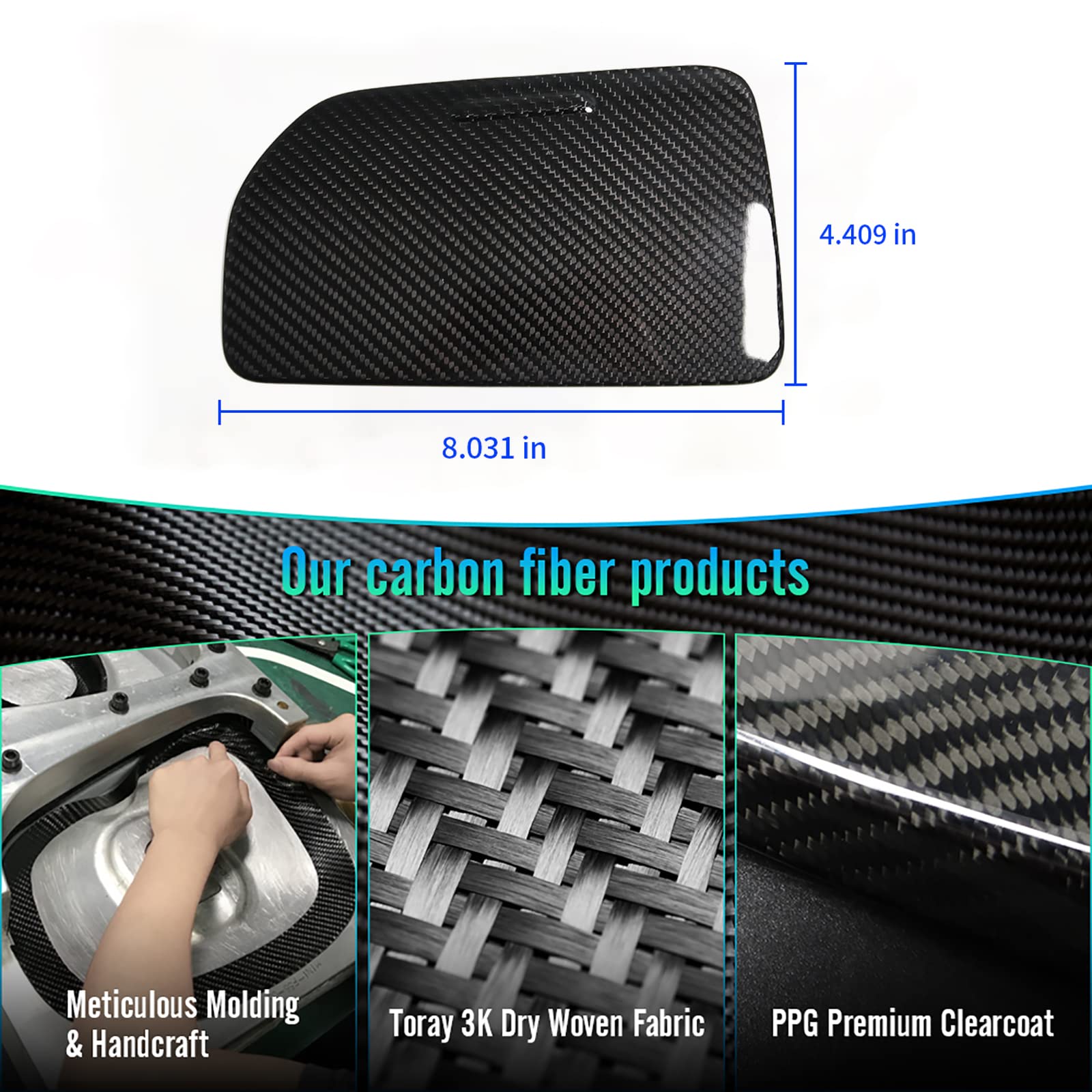 Premium Car Water Cup Holder Panel for C8 Corvette Z51 Z06 Coupe HTC (2020-2024) | Dry Carbon Fiber Armrest Storage Box Lid | Perfect for Road Trips & Daily Commutes