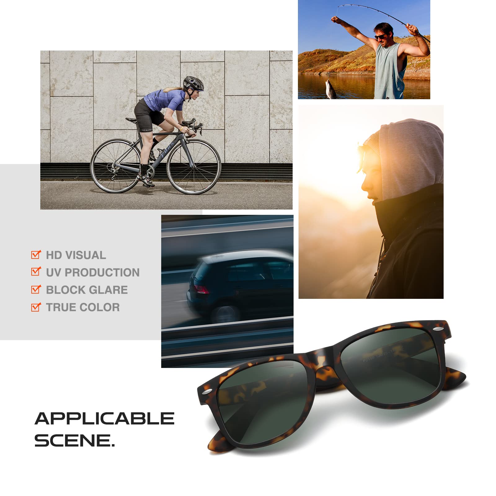 DEMIKOS Polarized Sunglasses for Men & Women - Retro Mirror Lens UV400 Protection - Trendy Driving & Fishing Sunglasses for Outdoor Activities