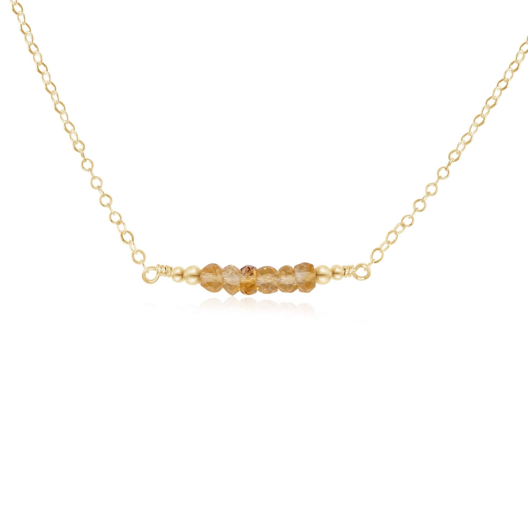 Sparkling Yellow Citrine Faceted Bead Bar Necklace - Elegant Gemstone Jewelry for Women, Perfect for Parties, Weddings & Special Occasions