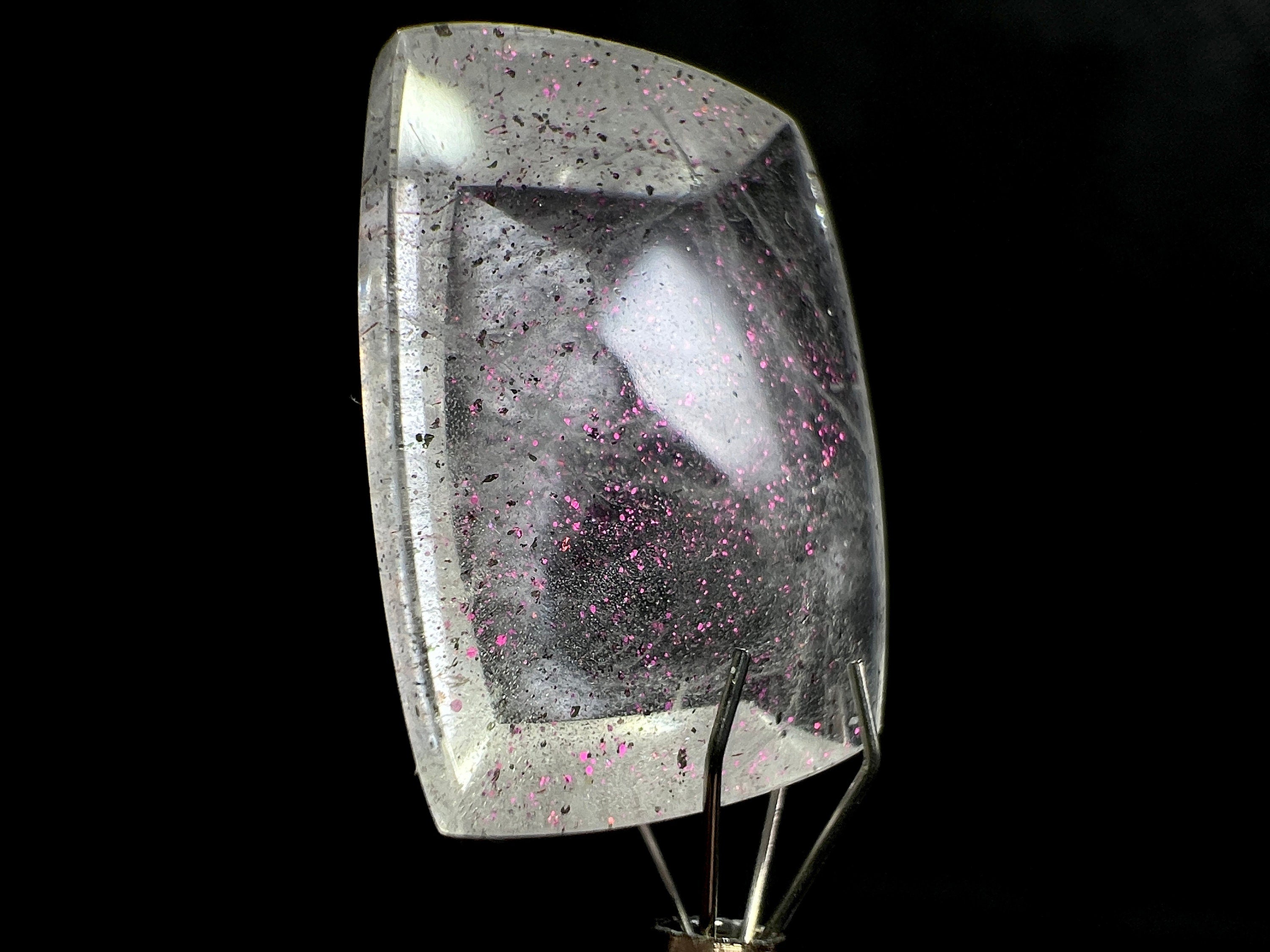 Natural Pink Fire Quartz Crystal Rectangle - Covellite Gemstone for Jewelry Making (48997) | Healing Stones, Pendant & Ring Crafting, Spiritual Decor
