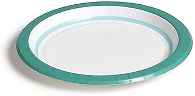 Eco-Friendly 8.5 Inch Teal and White Paper Plates - 500 Count Bulk Pack for Parties, Picnics, BBQs & Catering Events