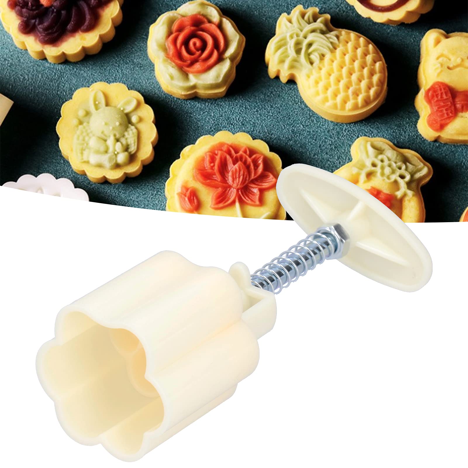 Bear Footprint Mooncake Press Molds - 2Pcs Hand Press Cookie Stamps for Mooncakes, Pastry & Cookies | DIY Baking Tools for Mid-Autumn Festival & Holiday Treats