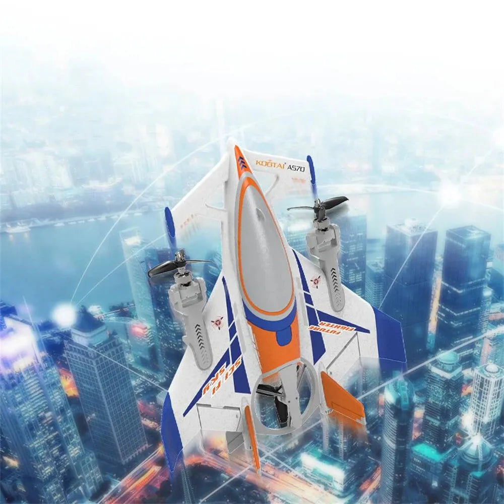 KOOTAI A570 8 Channel 3 Axis VTOL Foam RC Airplane - Long Range FPV Drone with Night Flight Mode for Aerial Photography & Outdoor Adventure