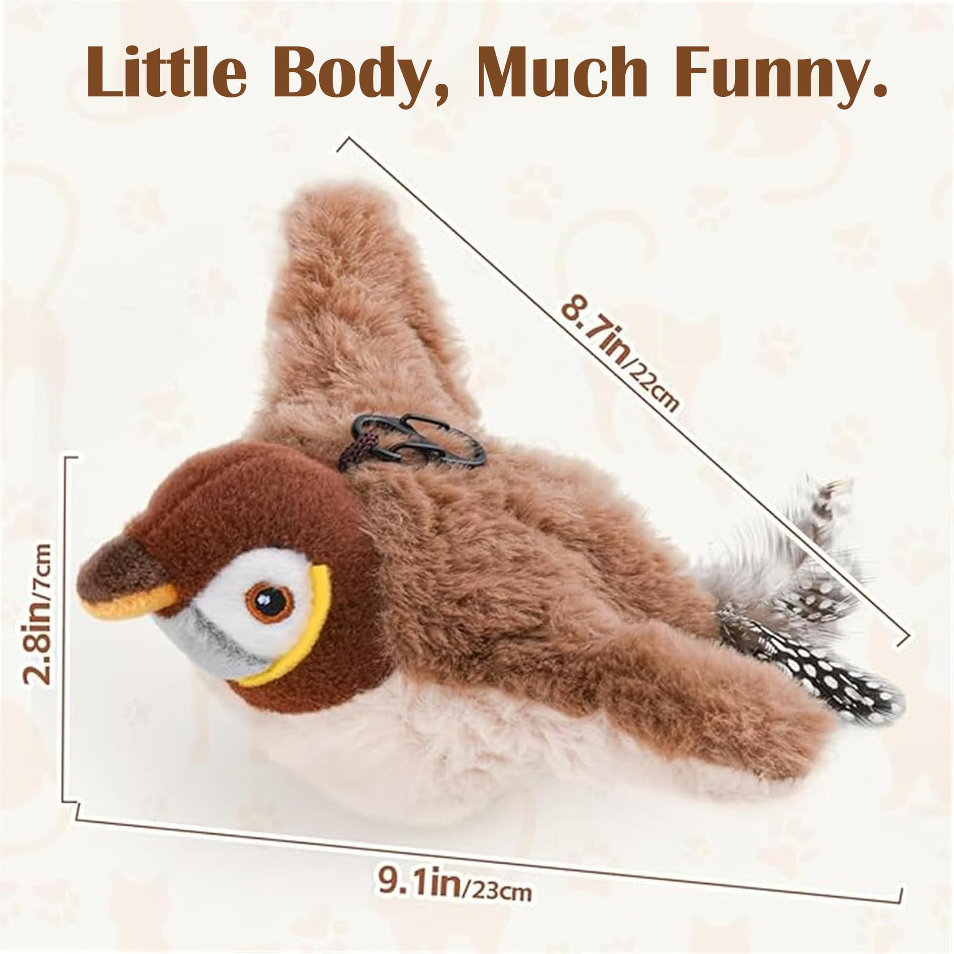 2025 New Interactive Flying Bird Cat Toy with Chirping Sound & Flapping Wings - Best Indoor Cat Toy for Bored Adult Cats - Brown - Perfect for Playtime & Exercise
