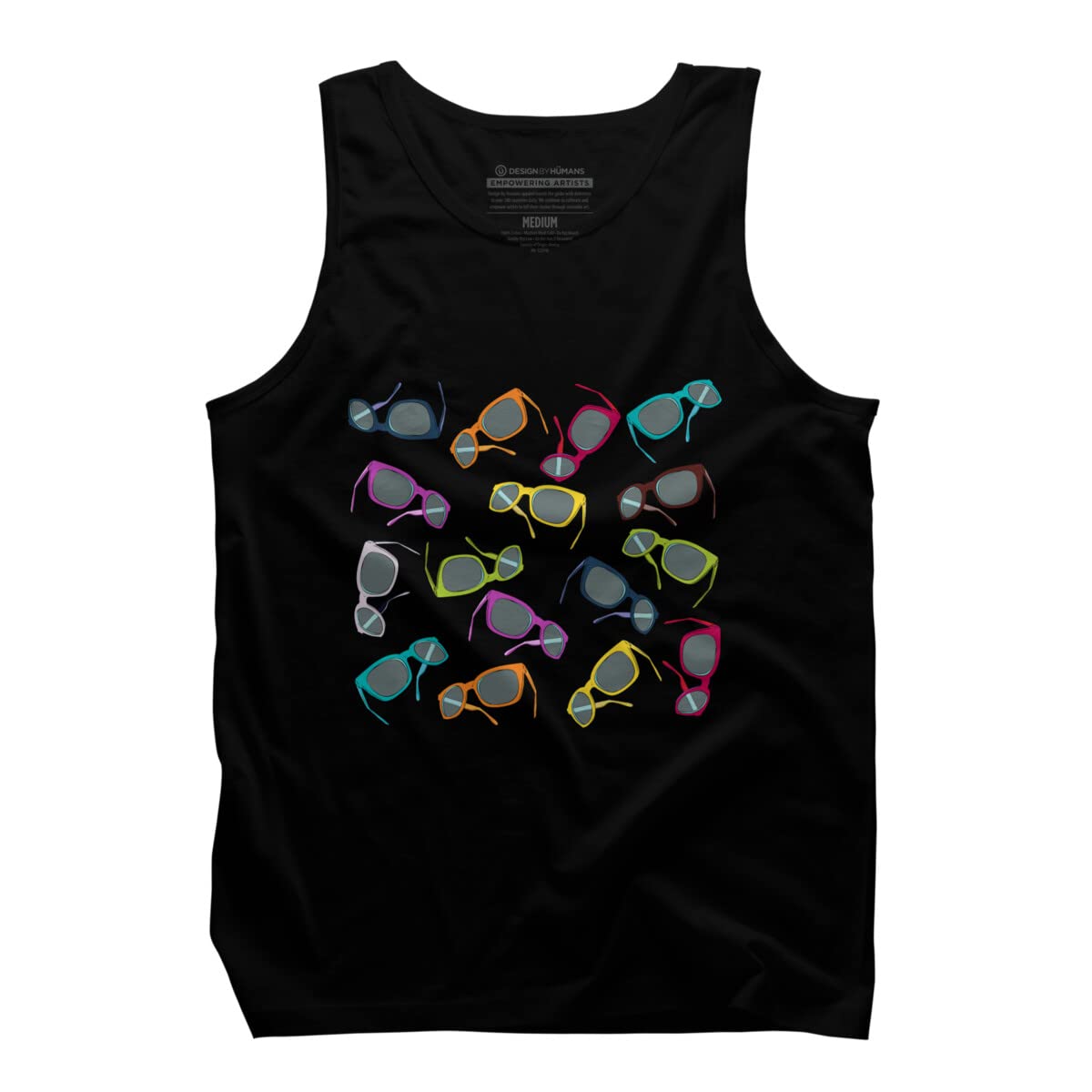 Design By Humans Men's Hipster Glasses Graphic Tank Top - Cool Casual Streetwear for Summer Outings & Music Festivals