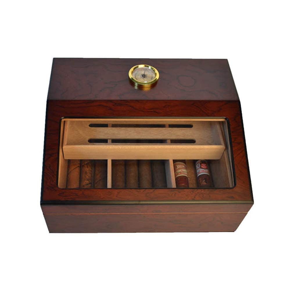 Premium Cedar Wood Cigar Humidor for Men - 30-35 Cigar Capacity Desktop Humidor Box with Hygrometer & Humidifier - Ideal for Home, Office, or Gift Giving - Perfect Cigar Storage Solution for Enthusiasts & Collectors