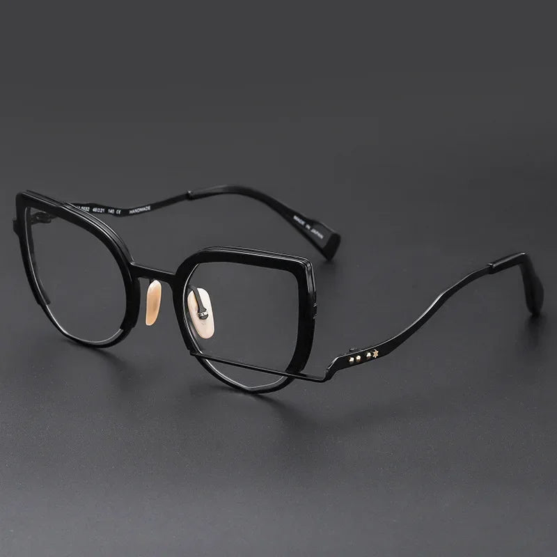 Aror Unisex Full Rim Square Oval Cat Eye Acetate Alloy Eyeglasses 49432 - Stylish Retro Frame for Men & Women - Perfect for Reading, Work, and Fashion Accessories
