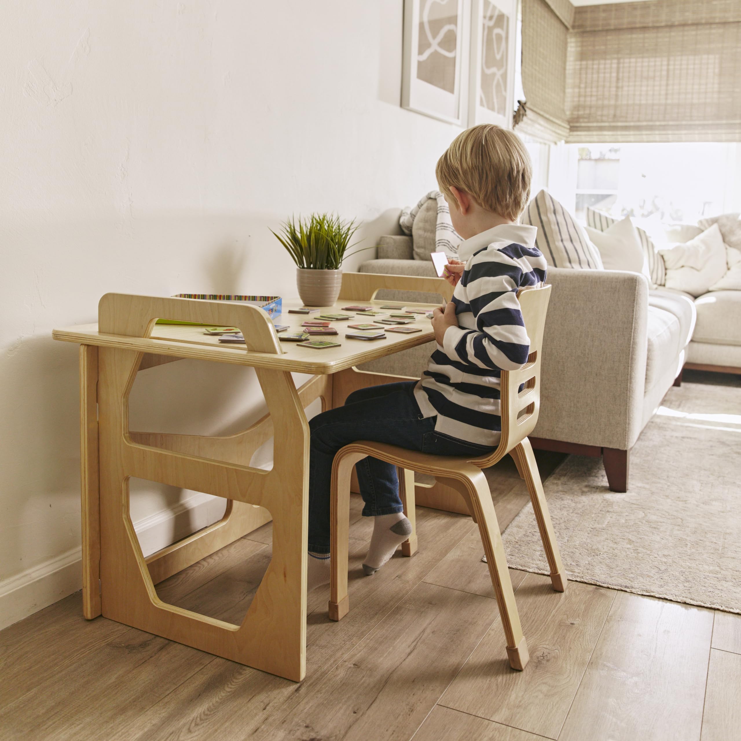 ECR4Kids StudyStation Desk - Natural Wood Kids Study Desk with Storage Shelf, Perfect for Homeschooling & Remote Learning - Durable Children's Furniture for Bedroom or Classroom