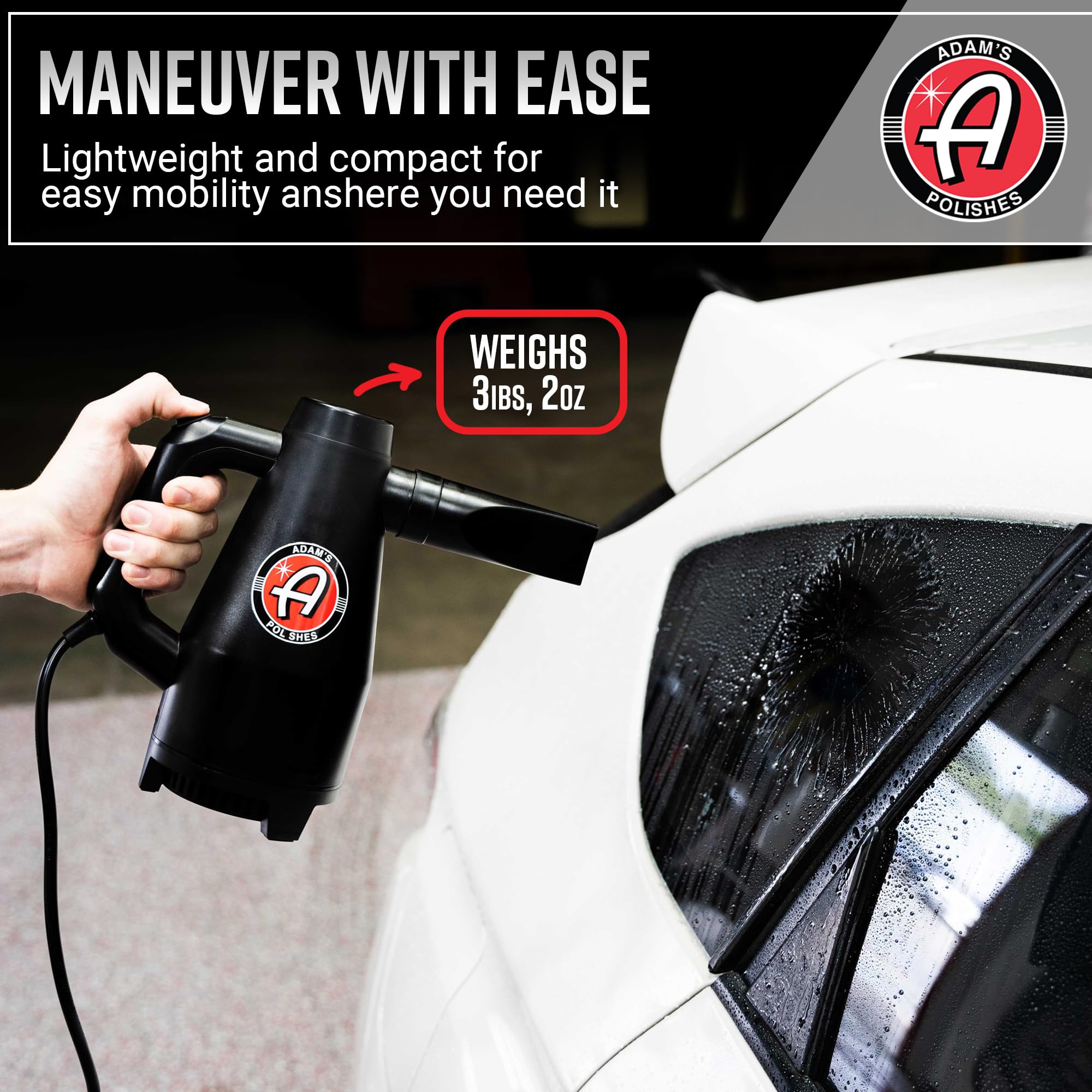 Adam's Polishes Mini Air Cannon - High-Powered Car Dryer Blower for Detailing, Waxing & Ceramic Coating | Auto, Boat, RV, Motorcycle Care