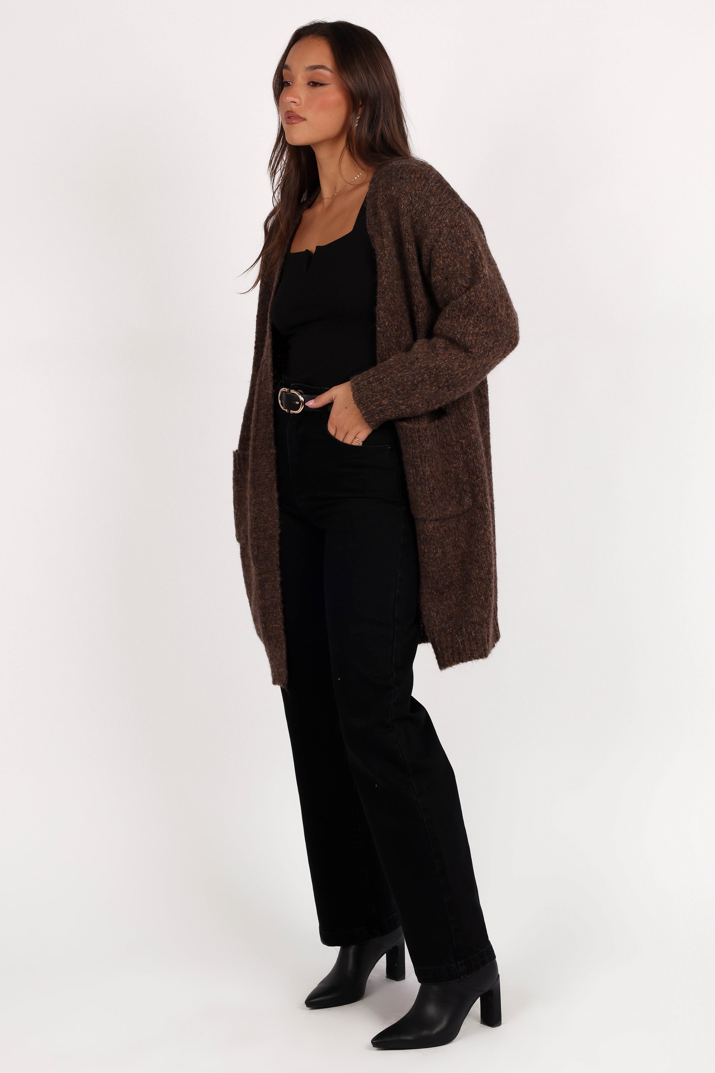 Callan Long Cardigan for Women - Soft & Cozy Brown Open Front Cardigan Sweater | Perfect for Fall, Winter & Layering Outfits