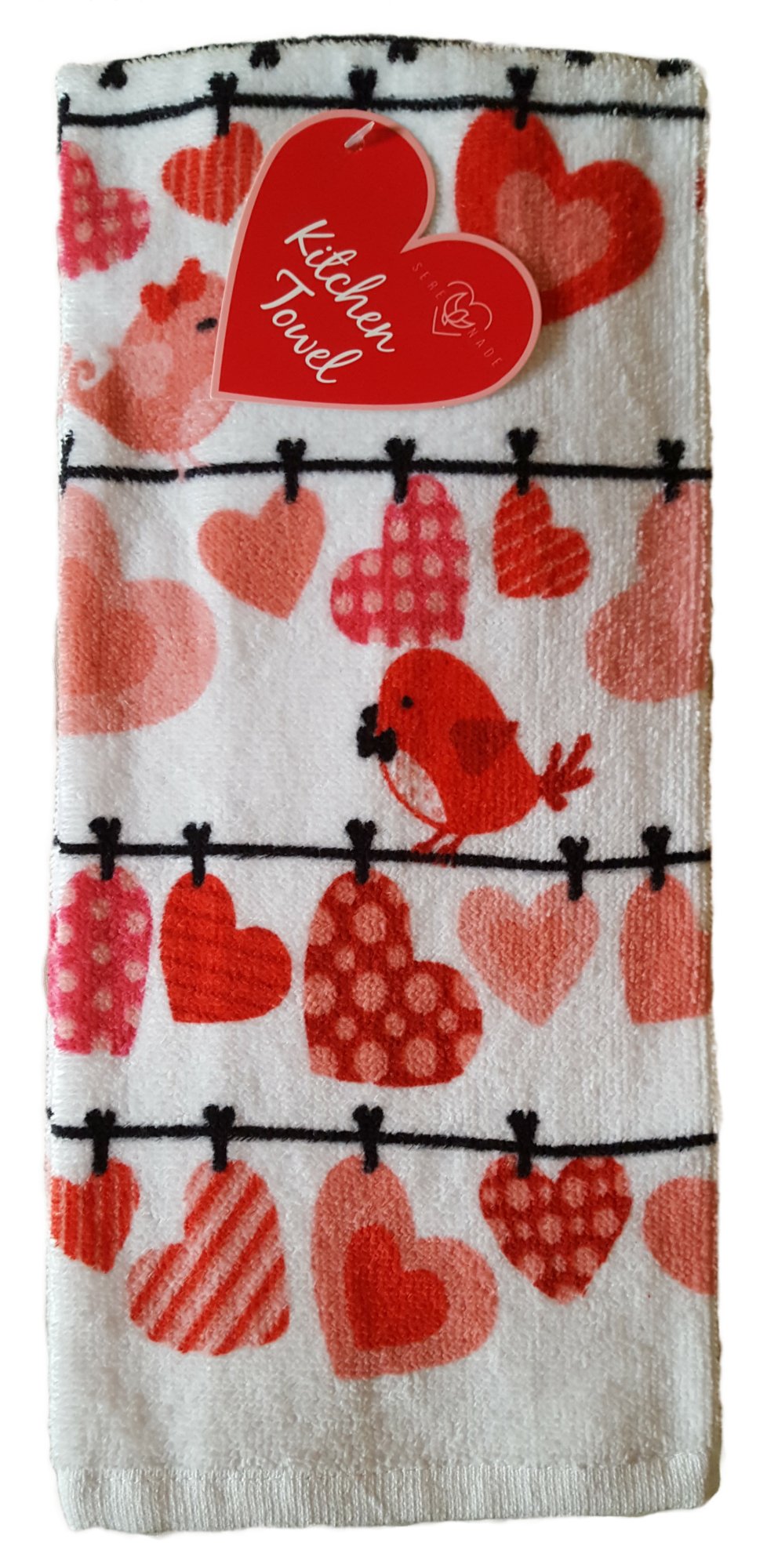 Valentine's Day Kitchen Towels Set of 2 - Cute Love Birds Design Absorbent Dish Towels for Romantic Gifts & Kitchen Decor