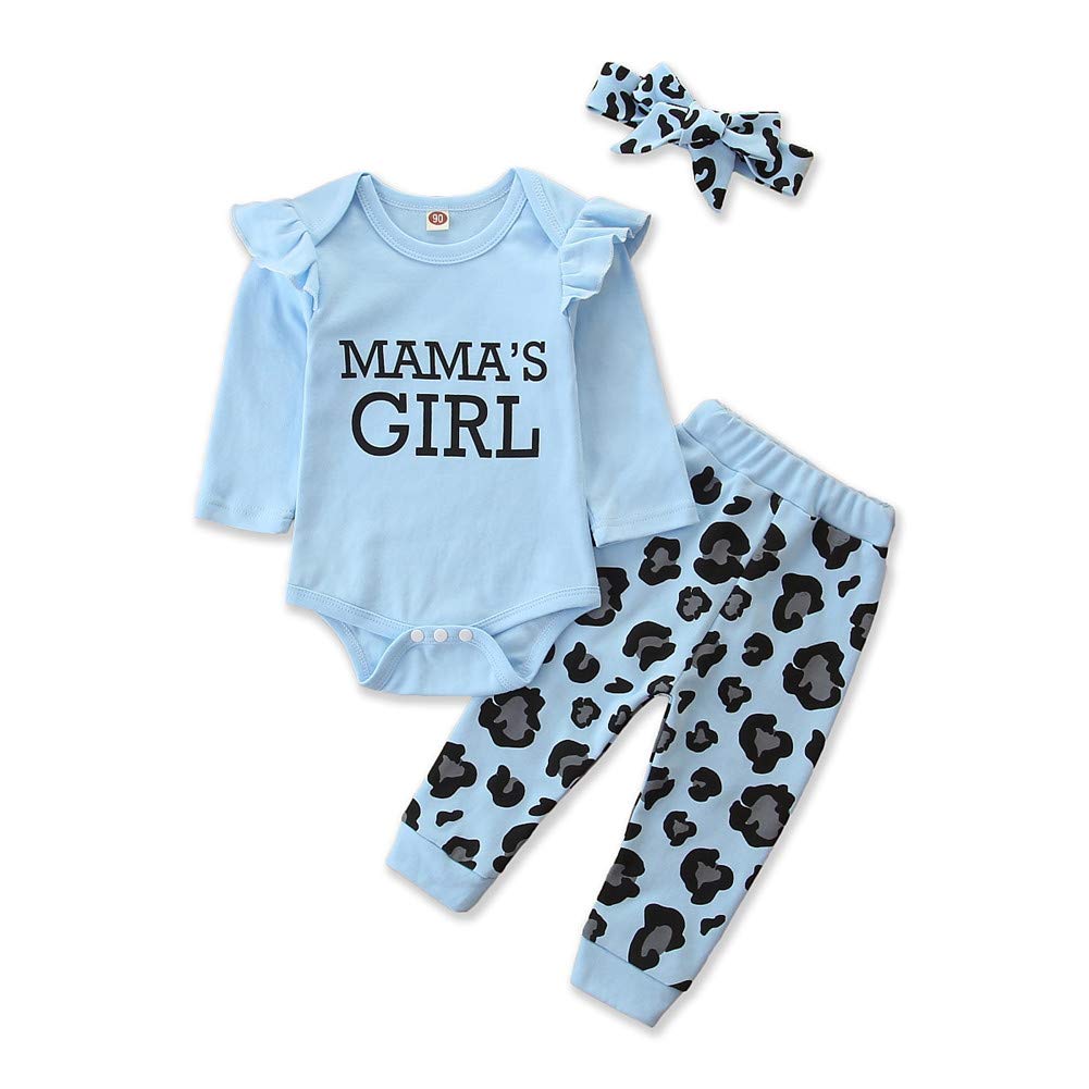 RTNNSBBFCM Baby Boy Girl Fall Outfits - Leopard Print Romper Bodysuit with Long Pants & Headband | Newborn Toddler Clothes for Photo Shoots, Family Gatherings & Autumn Outings