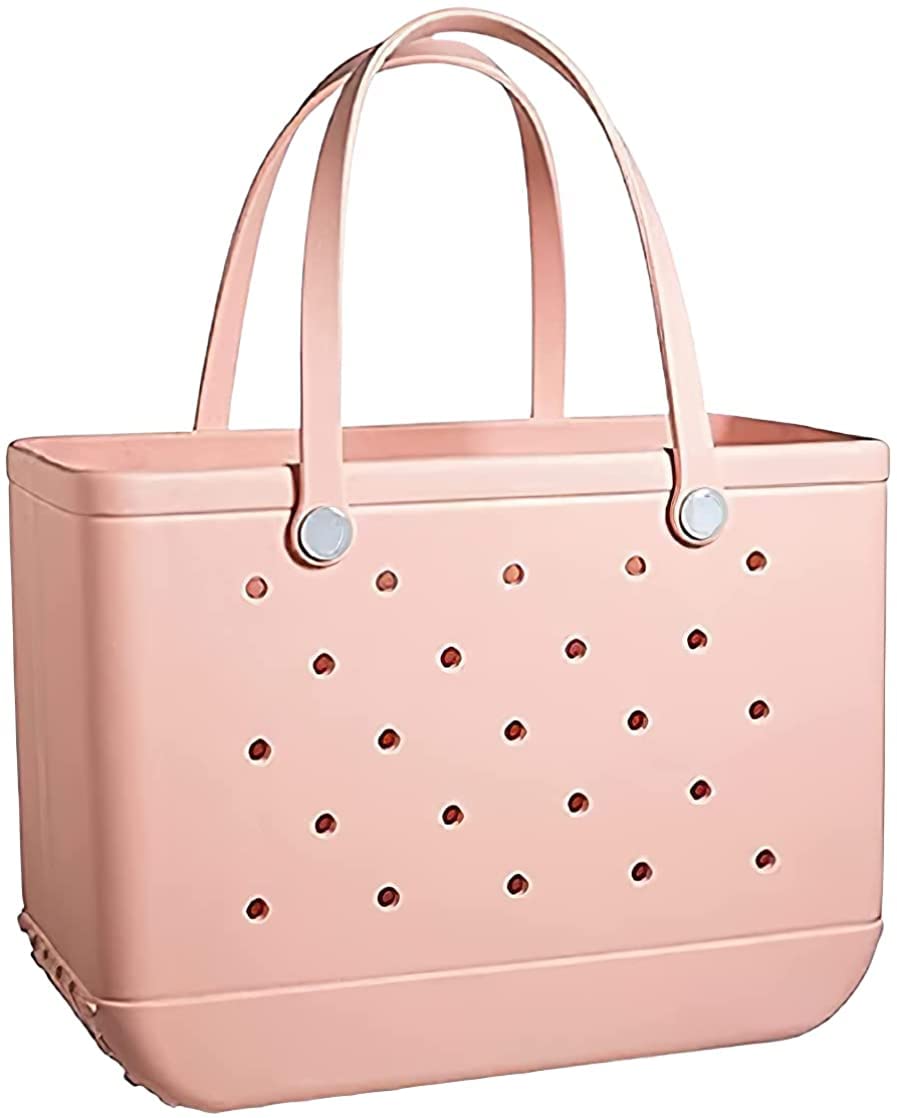 Large Waterproof Beach Tote Bag - Unisex Oversized Durable Outdoor Bag for Women & Men - Washable Rubber Sports Handbag for Beach, Market, Gym, Travel & Shopping