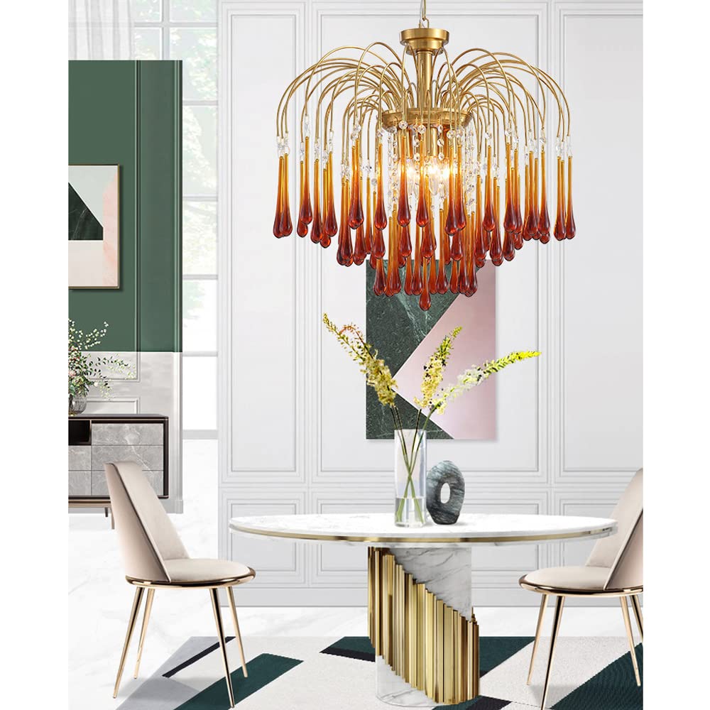 Modern Gold Iron Raindrop Chandelier - Elegant Ceiling Pendant Light for Living Room, Dining Room & Bedroom | Durable Lighting Fixture for Foyer, Hallway & Home Decor | Perfect for Wedding, Restaurant & Luxury Interior Design