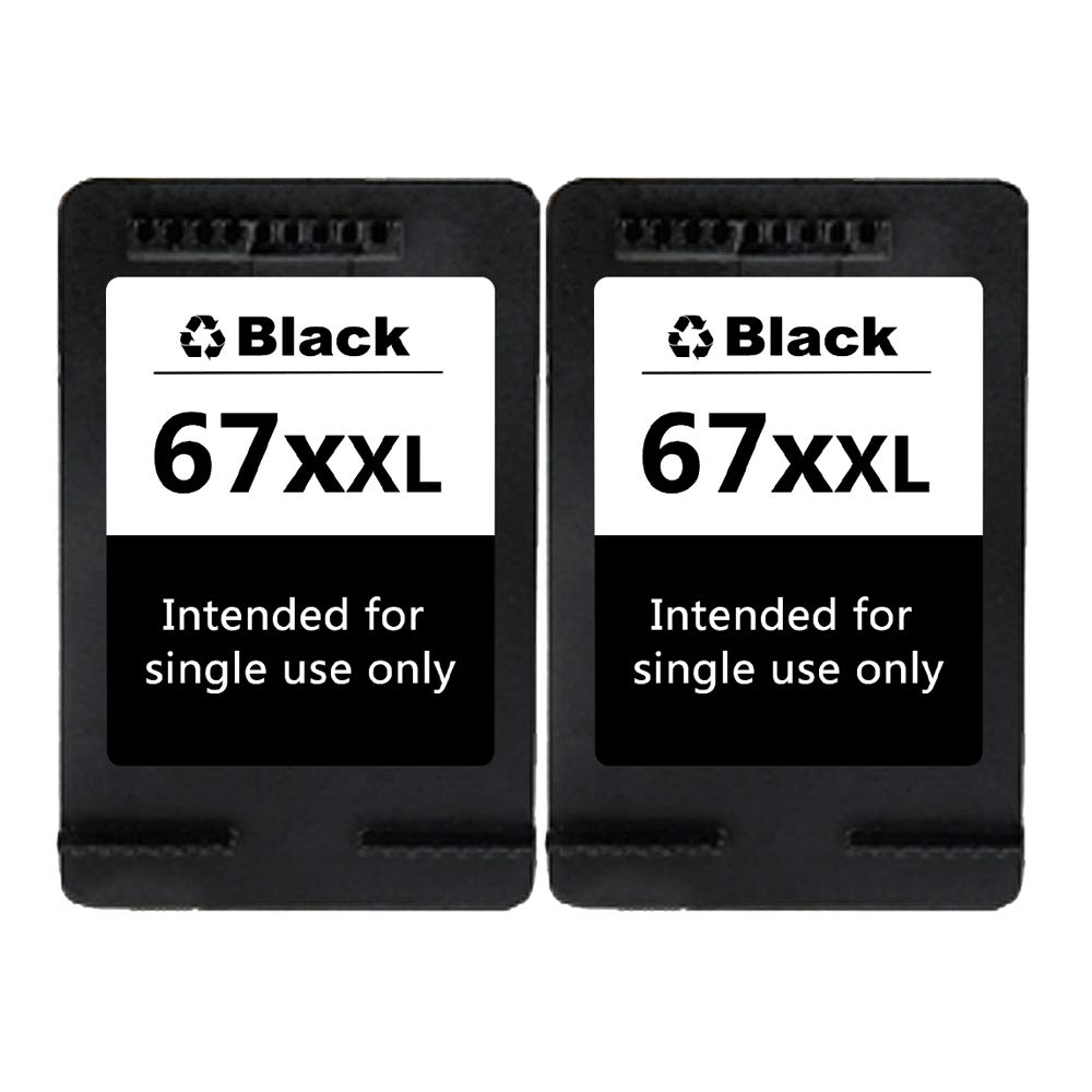 High-Quality HP 67XL Black Ink Cartridge Replacement - Compatible with HP Envy 6052, 6075, Pro 6452, 6458, DeskJet 1255, 2755, Plus 4140, 4158 Printers - 2-Pack Combo - Perfect for Home Office Printing & School Projects