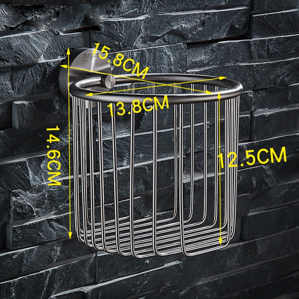 Brushed Nickel Stainless Steel Wall Mount Toilet Paper Holder & Shower Caddy - Rust-Resistant Bathroom Storage Organizer for Toilet Tissue, Cosmetics & Essentials - Perfect for Small Bathrooms, Powder Rooms & RVs