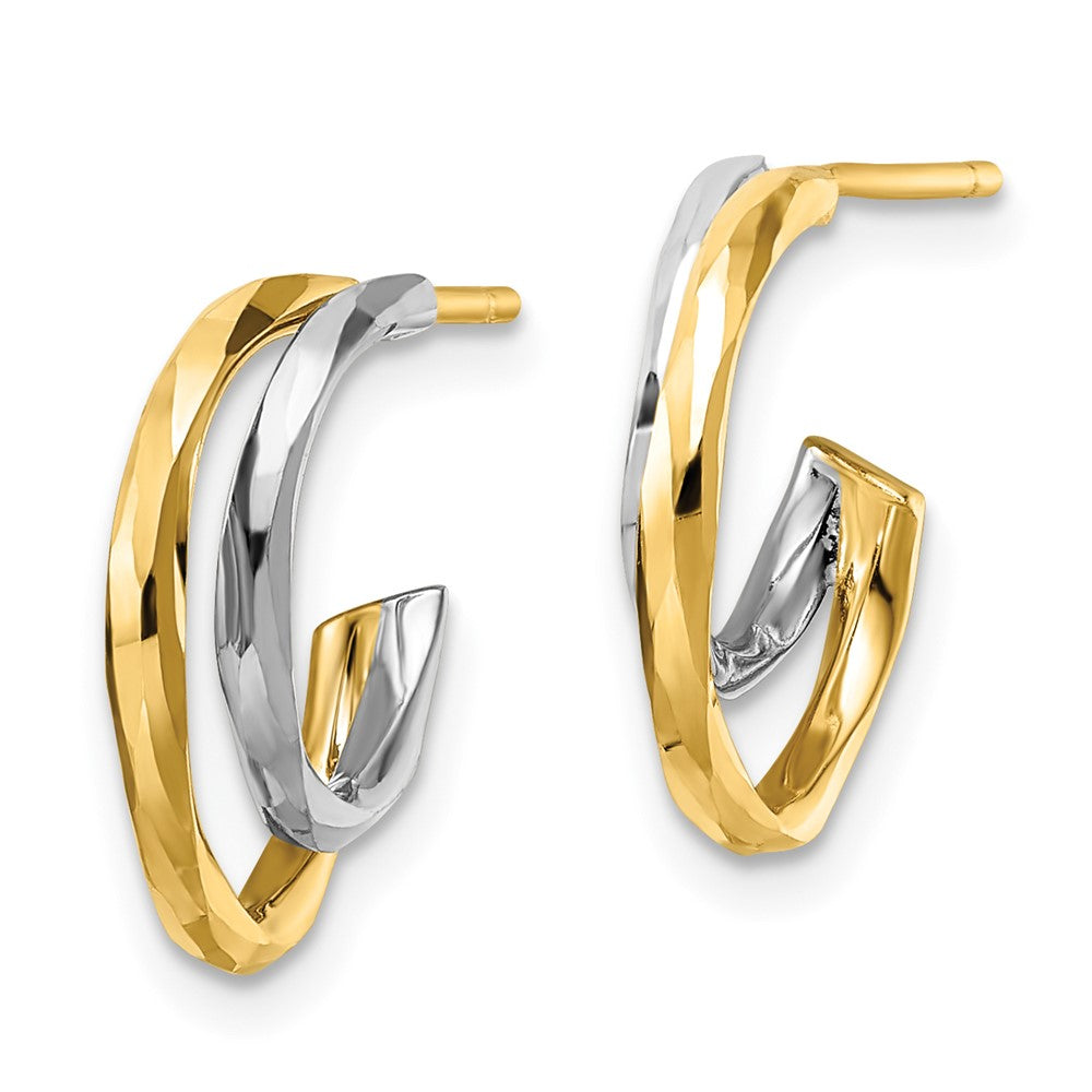 14K Gold Diamond Cut J Hoop Earrings for Women - Elegant Dangle Earrings for Daily Wear & Special Occasions | Model YE1919
