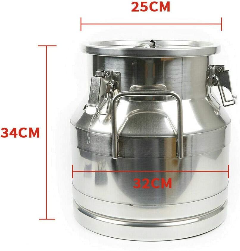 20L Commercial Stainless Steel Milk Can - Large Portable Milk Storage Container with Nested Design for Transport, Serving & Bulk Storage | Ideal for Dairy Farms, Coffee Shops & Catering Businesses