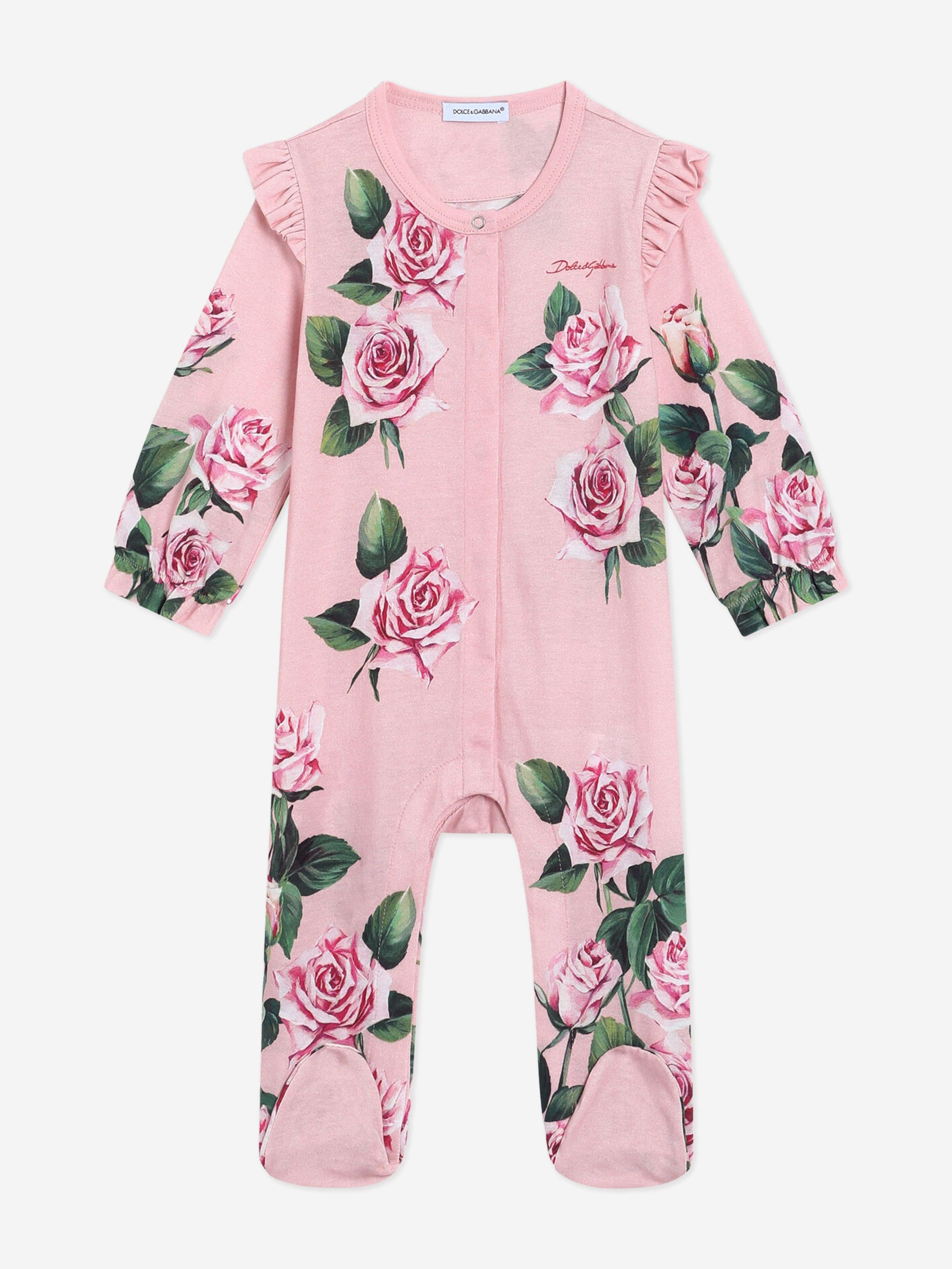 Pink Rose Print Baby Girls Romper Set - Soft & Comfortable Newborn Outfit for Photos, Parties & Everyday Wear