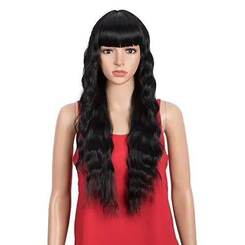 Natural Wavy Hair Wig with Bangs for Women - Soft & Realistic Synthetic Hairpiece for Daily Wear, Cosplay & Costume Parties