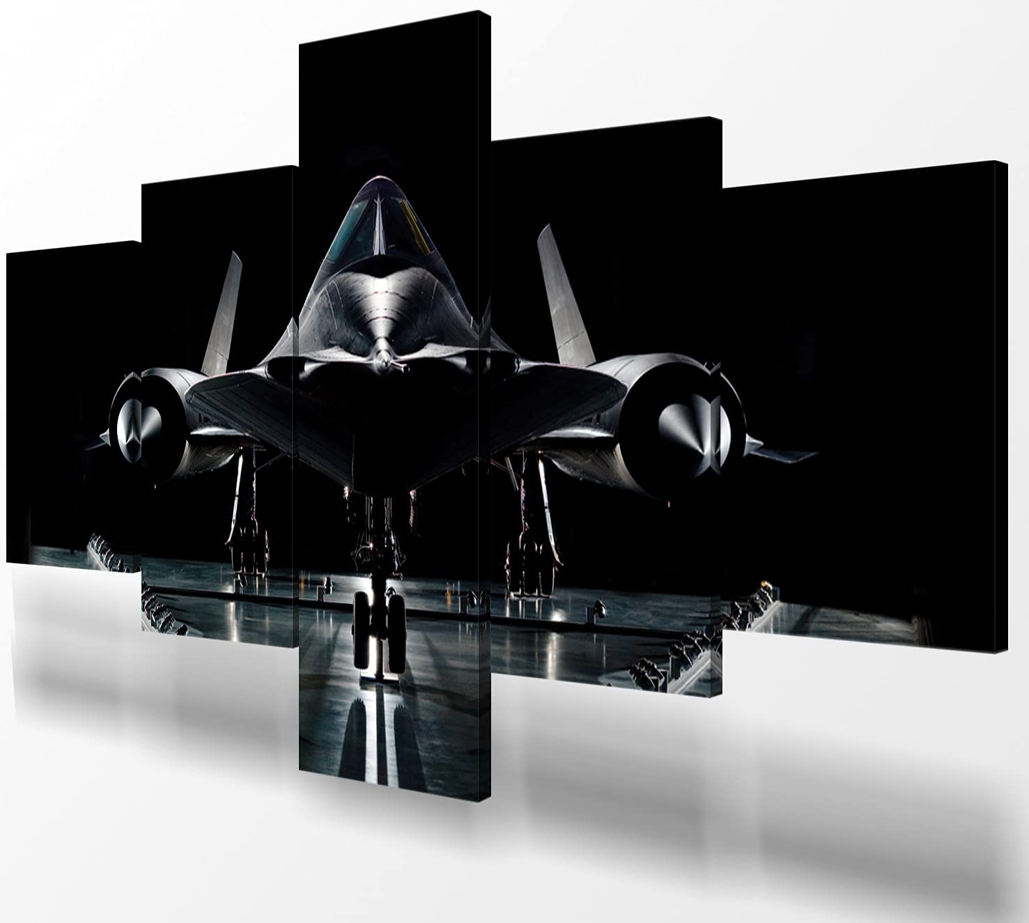 SR-71 Blackbird Aviation Wall Art - 5 Piece Military Aircraft Canvas Prints (70''W x 40''H) - Strategic Reconnaissance Plane Decor for Bedroom, Office & Man Cave - Perfect for Aviation Enthusiasts & Home Decor