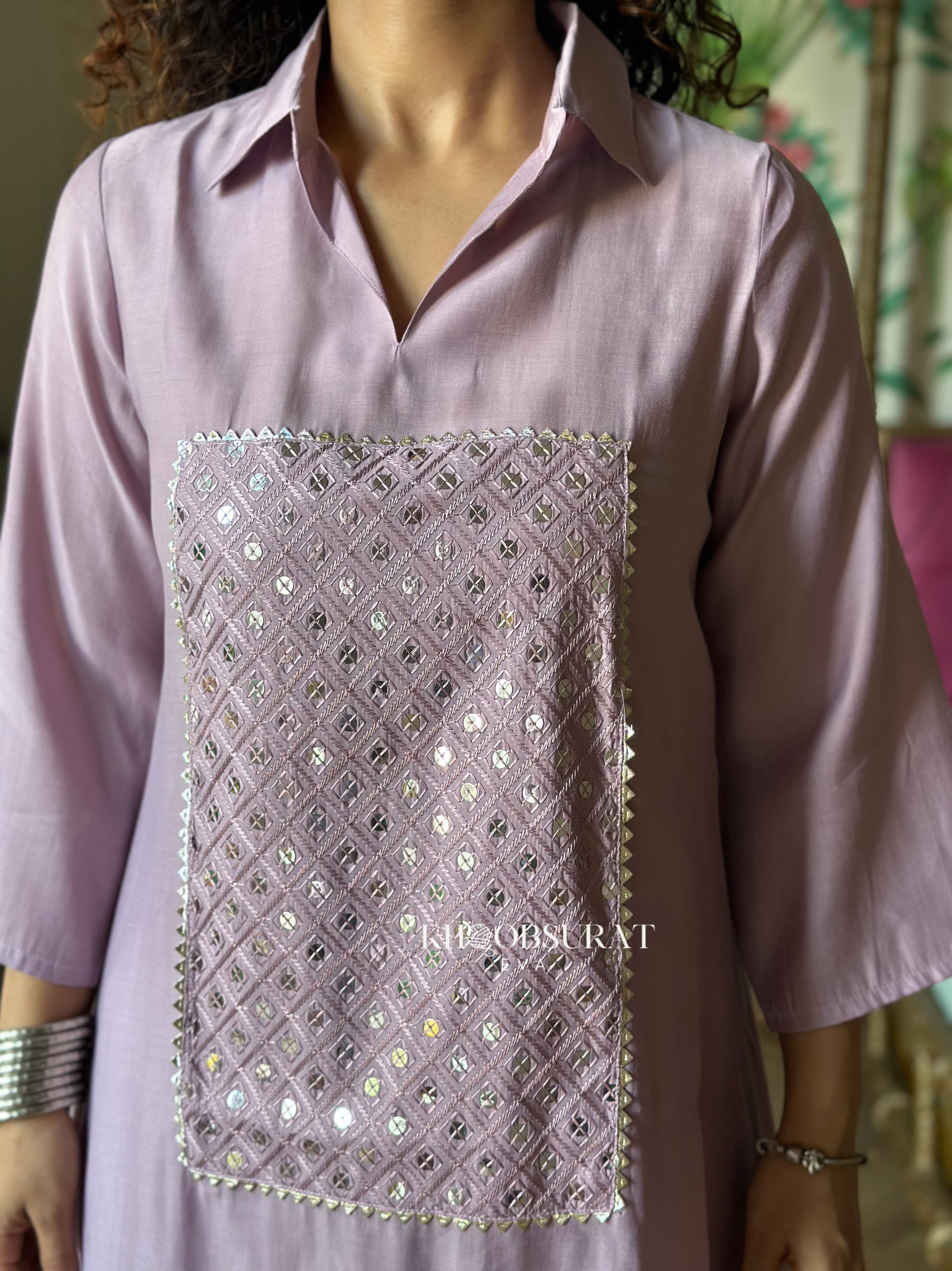 Lavender Sequin Kurta Set for Women | Elegant Embroidered Indian Ethnic Outfit | Perfect for Festivals, Weddings & Special Occasions