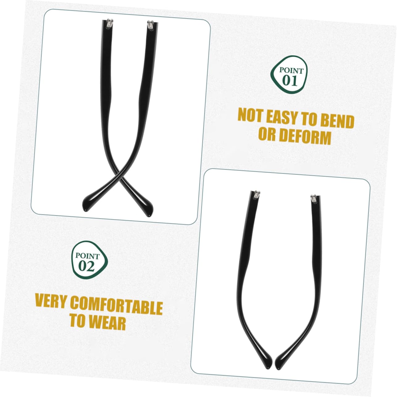 Hoement 2 Pairs Universal Glasses Replacement Arms & Temple Legs - Glasses Repair Kit for Eyeglasses & Sunglasses - Durable Accessories for Broken Frames, Travel & Emergency Eyewear Fix