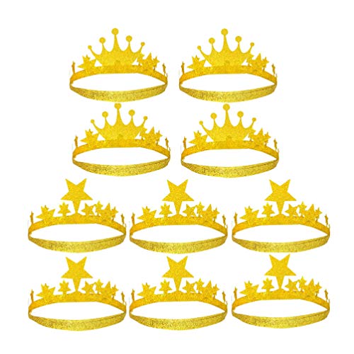 Amosfun 24 Pack Gold Glitter Birthday Crowns - Plastic Party Tiaras for Kids & Adults - Birthday Party Decorations, Hair Accessories & Party Favors - Perfect for Birthdays, Princess Parties & Celebrations