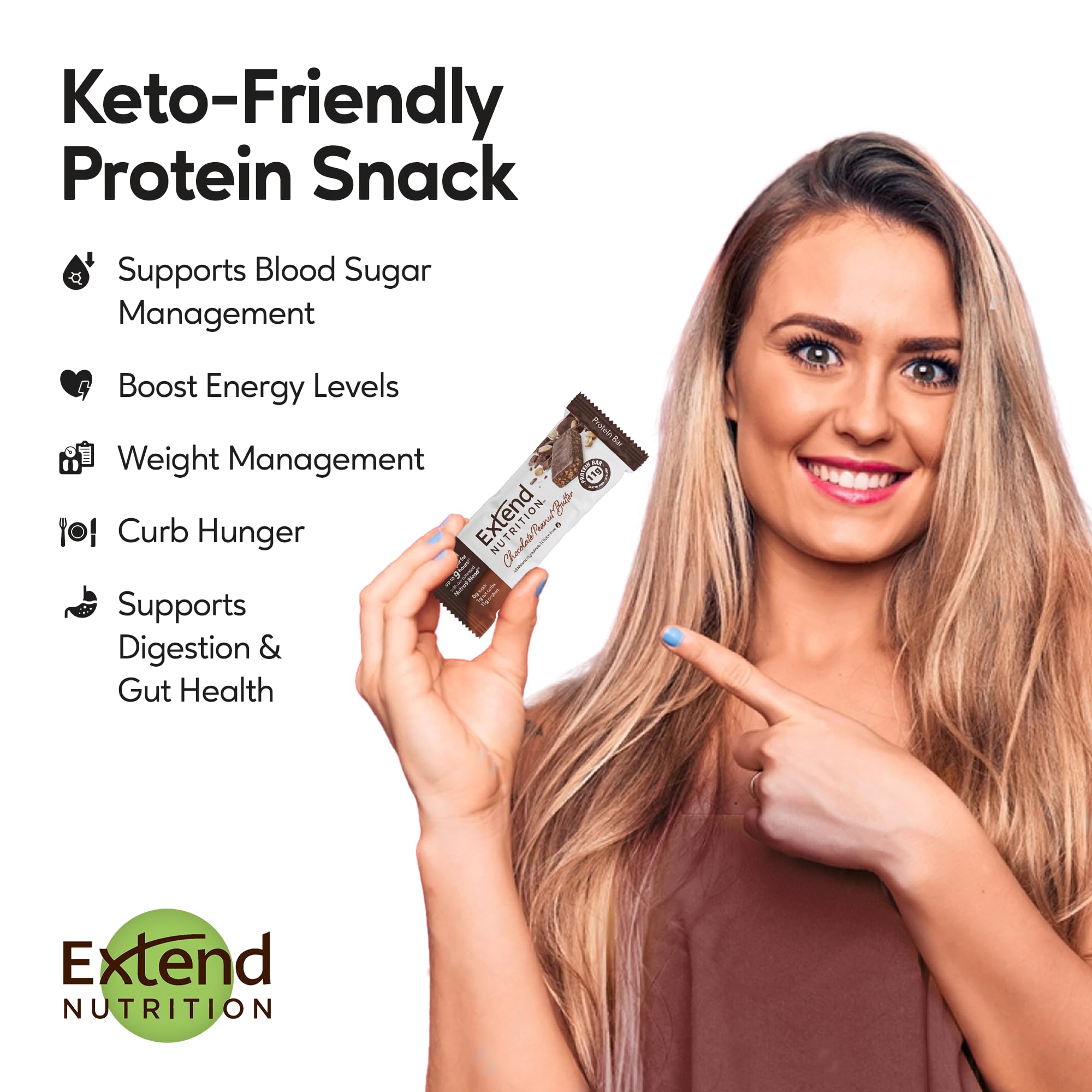 Sugar Free Protein Bars - Keto, Low Carb, High Protein & Fiber for Energy & Hunger Control - Chocolate Peanut Butter (12 Pack) - Perfect for Diabetics & Healthy Snacking
