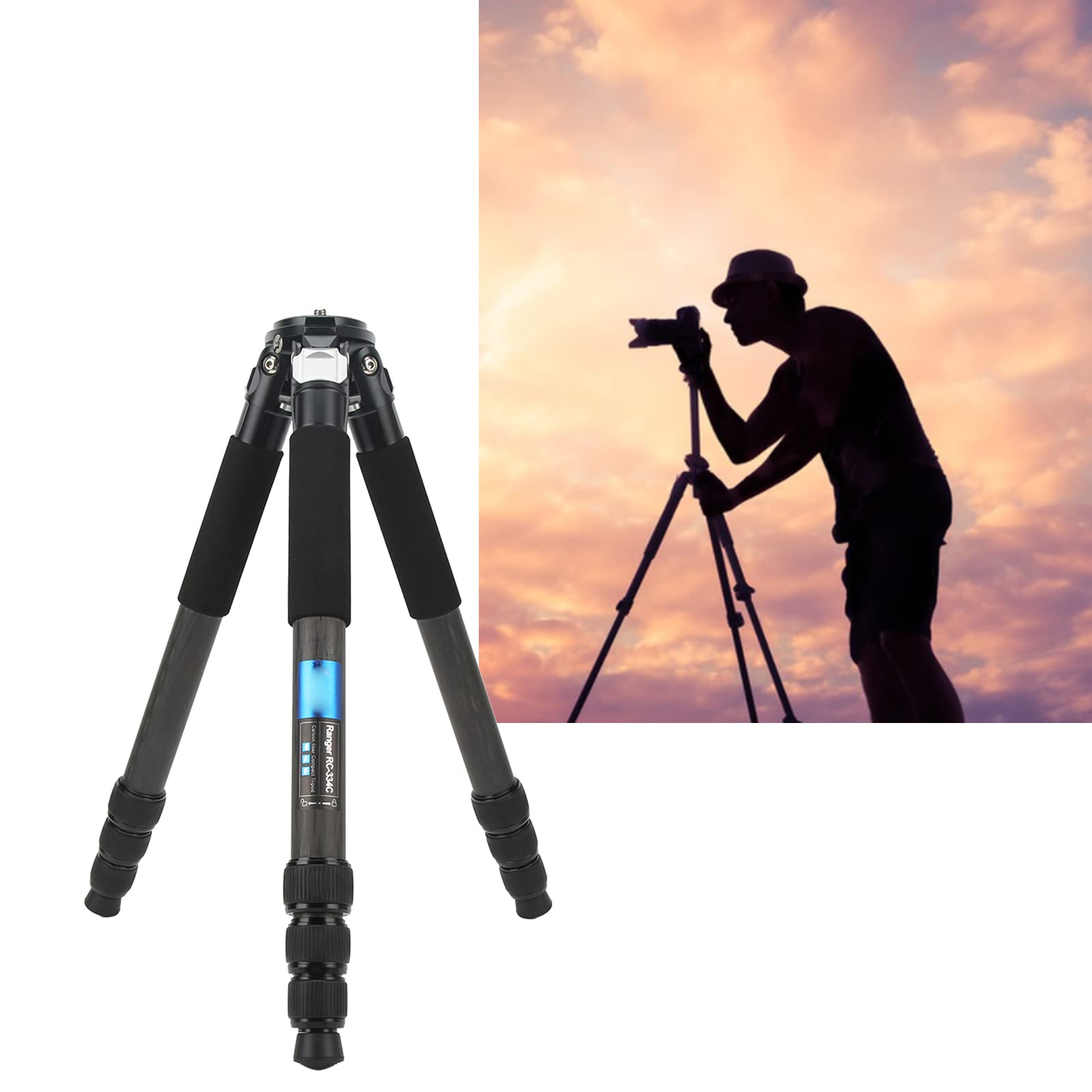 Carbon Fiber Foldable Camera Tripod - Adjustable Angle Telescope Stand with Stable Structure & 1/4