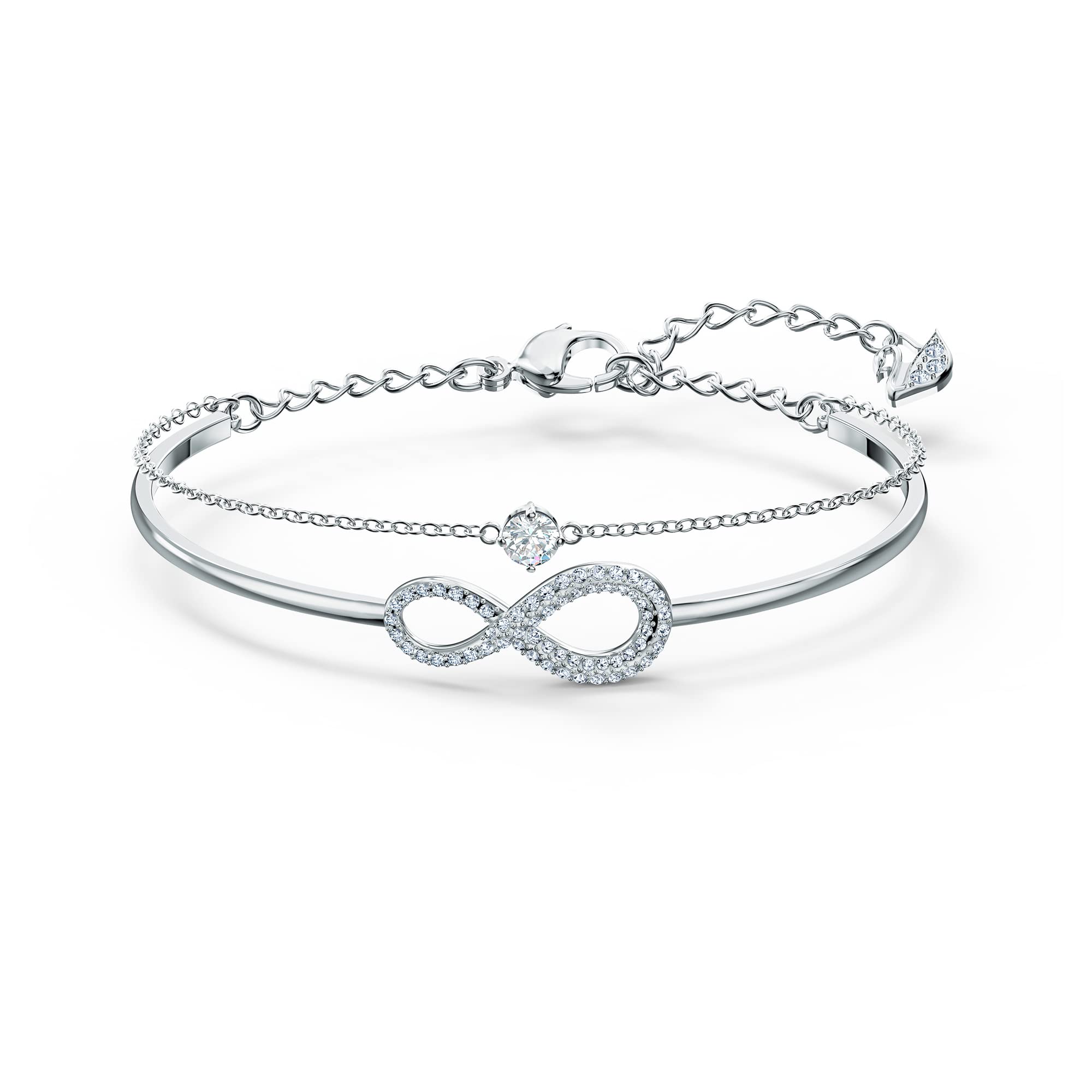 SWAROVSKI Infinity Crystal Jewelry Collection - Rhodium & Rose Gold Tone Necklace, Earrings & Bracelet Set for Women | Perfect for Weddings, Anniversaries & Special Occasions