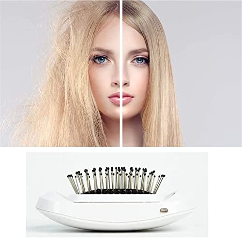 Endxedio Ionic Hair Brush - Anti Frizz & Static Hair Straightener Brush with Negative Ion Technology, Portable Electric Styling Brush for All Hair Types (White) - Perfect for Home, Travel & Salon Use