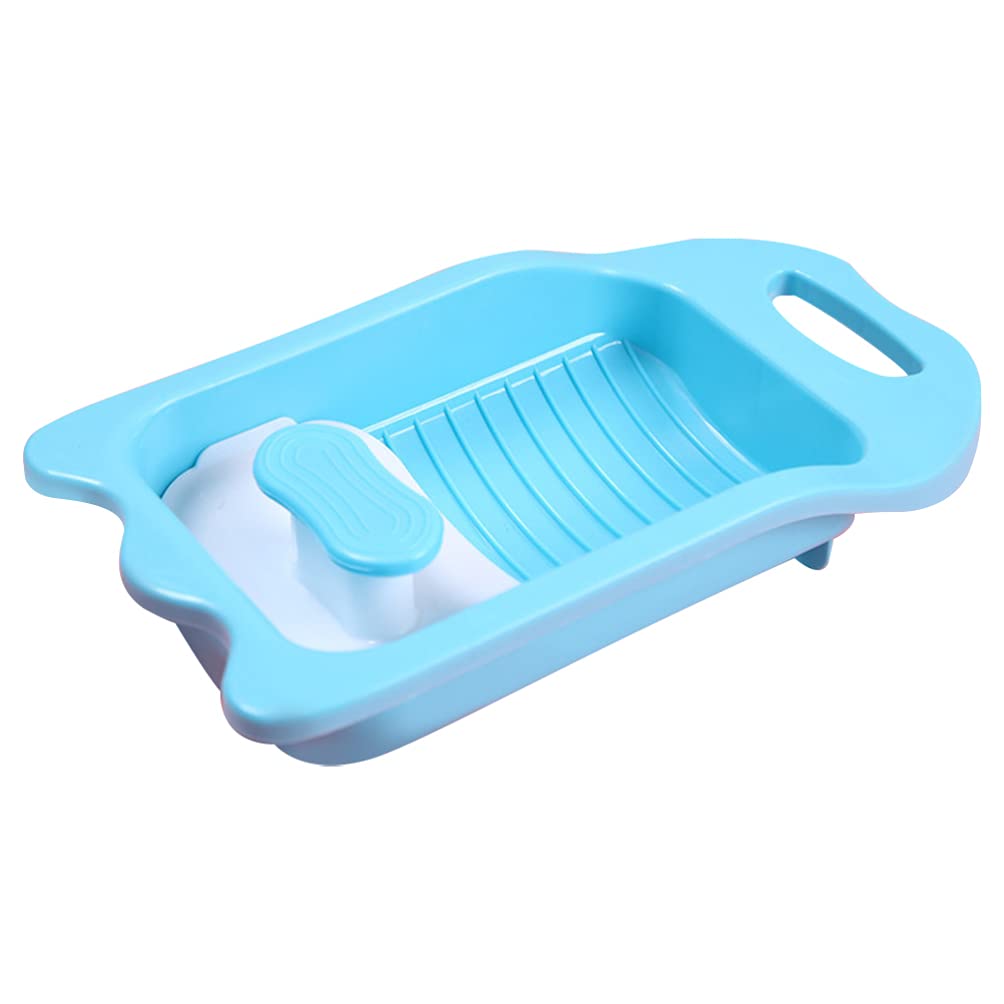 DOITOOL Mini Plastic Washboard Basin - Non-Slip Hand Washing Board for Laundry, Clothes & Delicates | Portable Washtub for Camping, Travel & Small Space Living